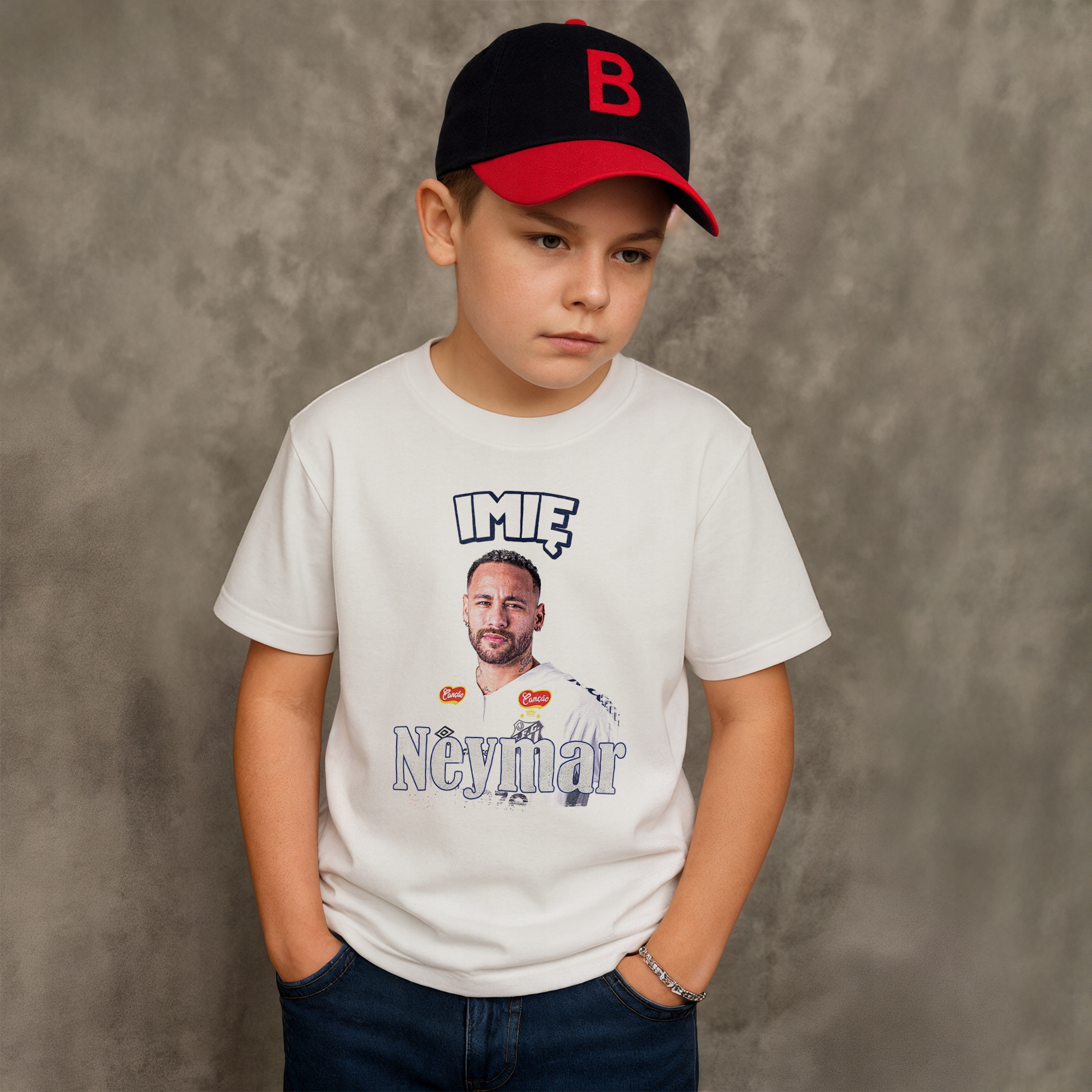 Koszulka personalizowana biała dziecięca Neymar Santos FC