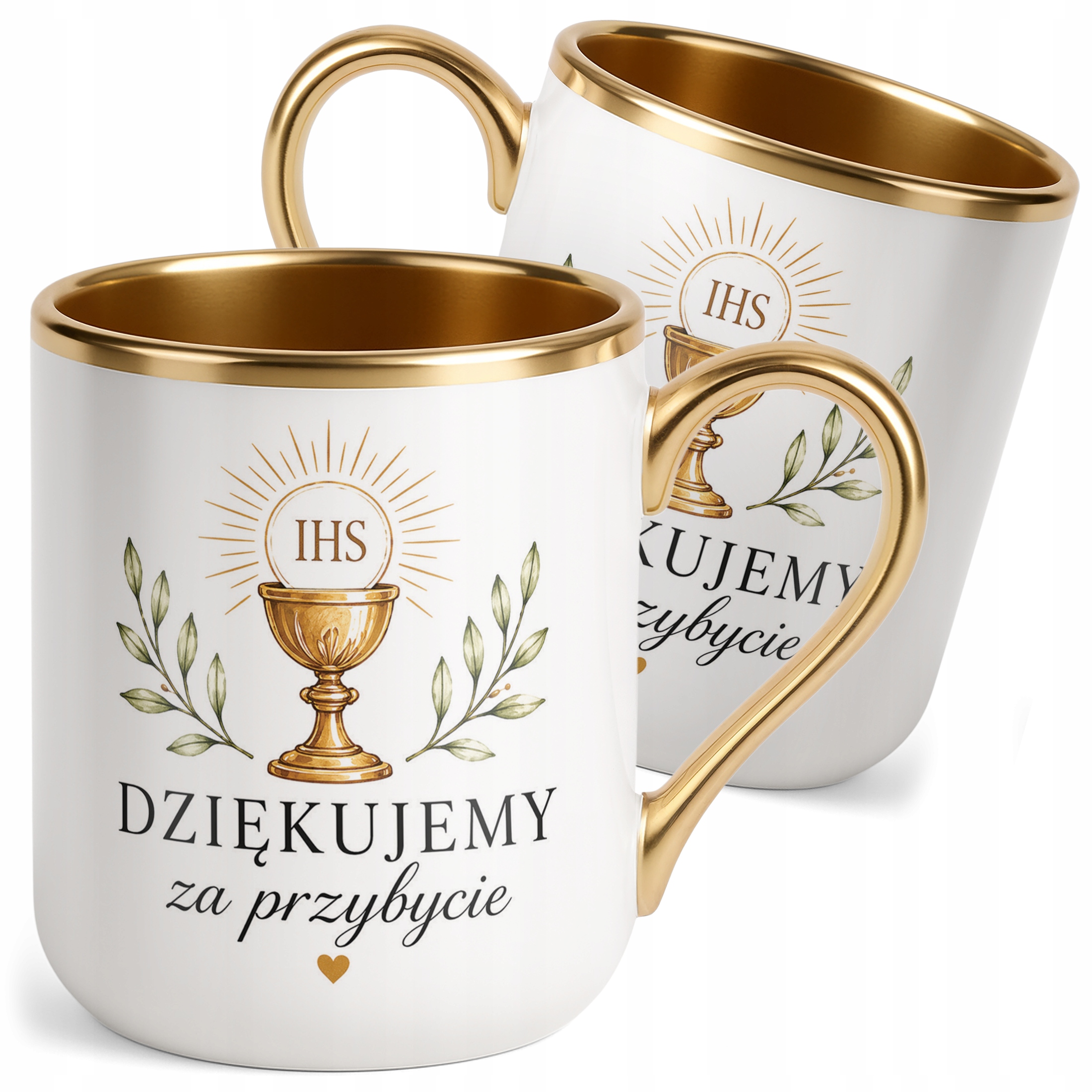 Kubek Premium Pierwsza Komunia Święta złoty pamiątka dla gości komunijnych