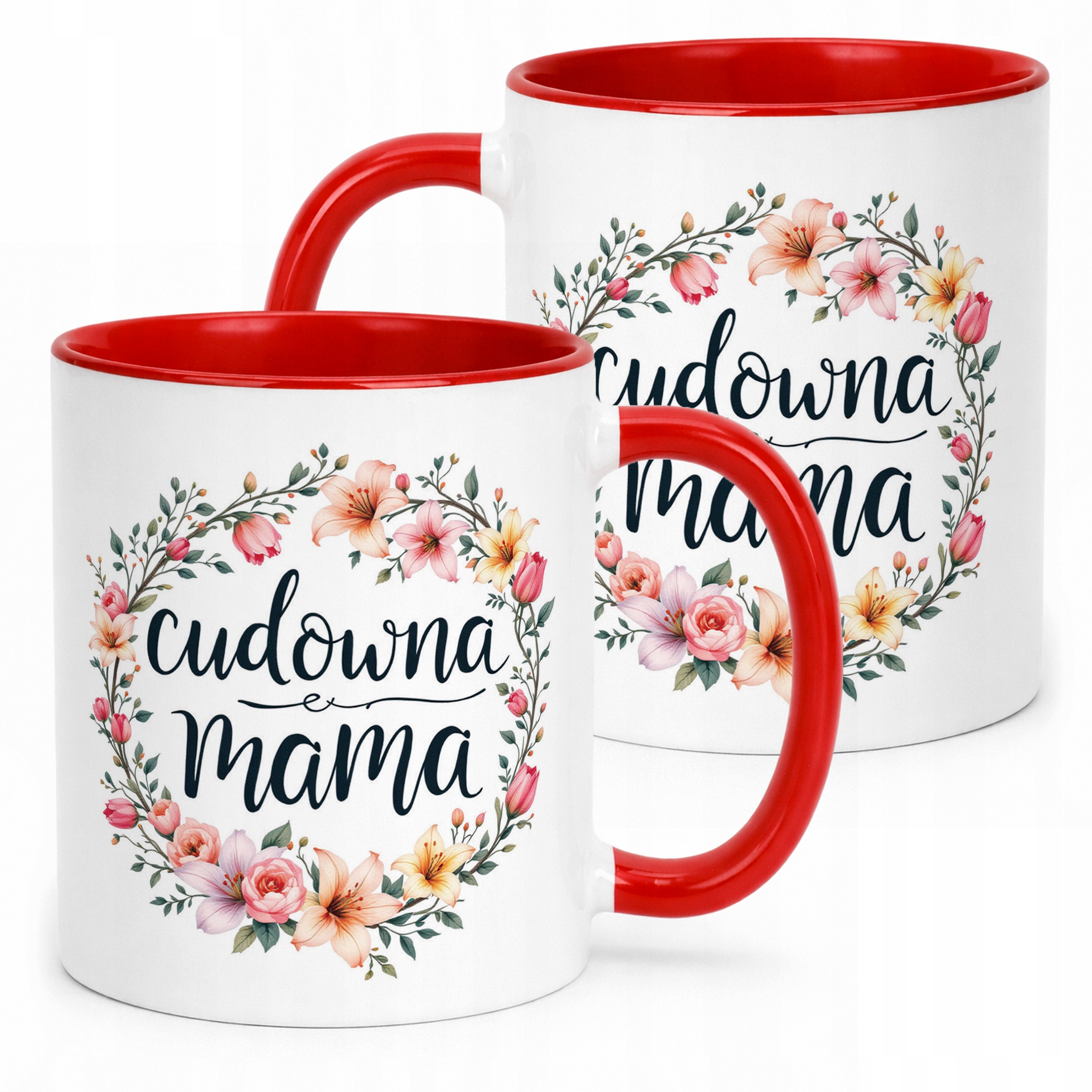 Kubek Czerwony Dzień Matki Dla Mamy Prezent Upominek Cudowna Mama