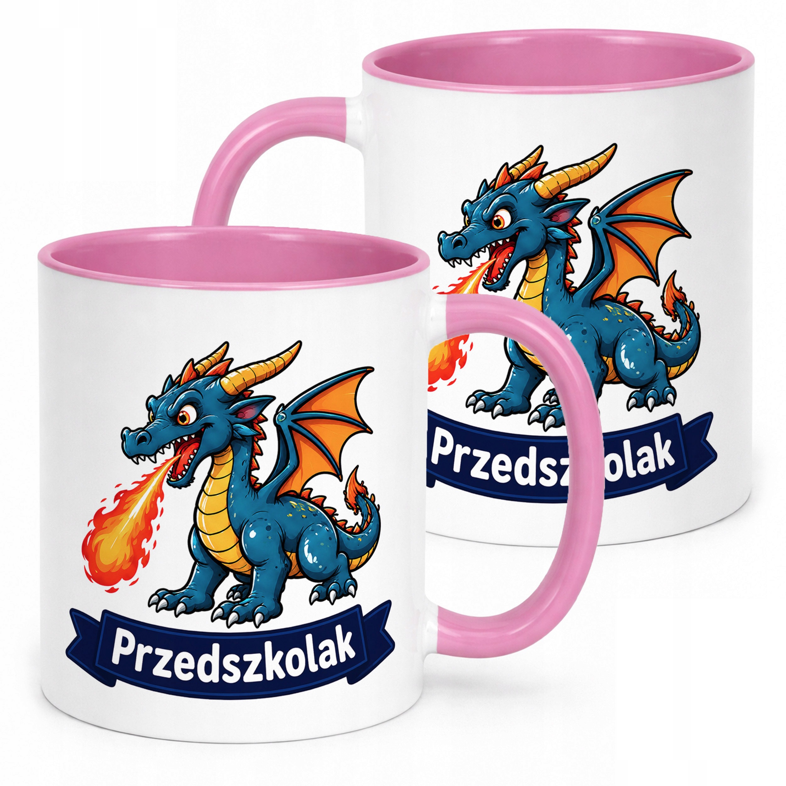 Kubek Różowy z nadrukiem Przedszkolak Szkoła Dla Dzieci Prezent