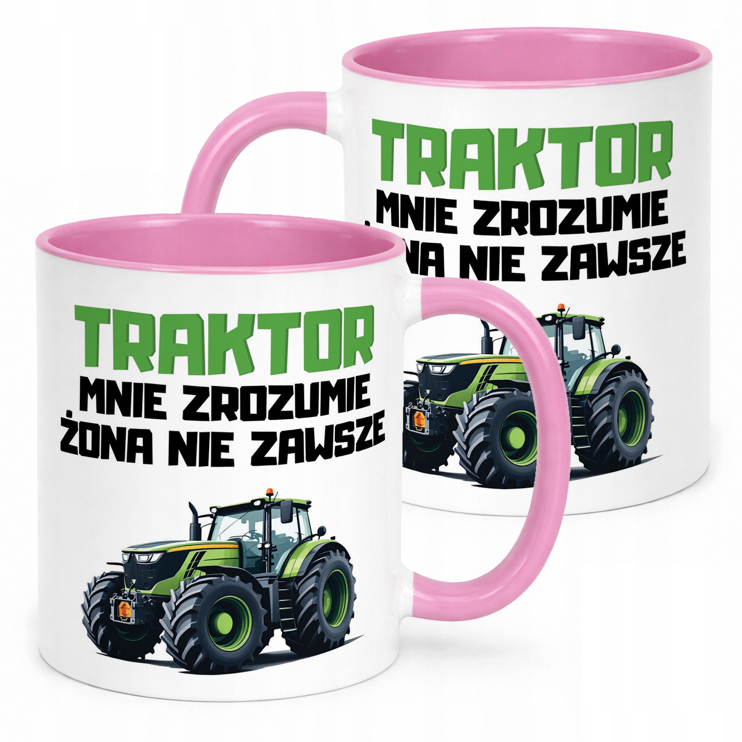 Kubek Różowy Rolnik Dla Rolnika Traktor Zabawny Prezent Upominek