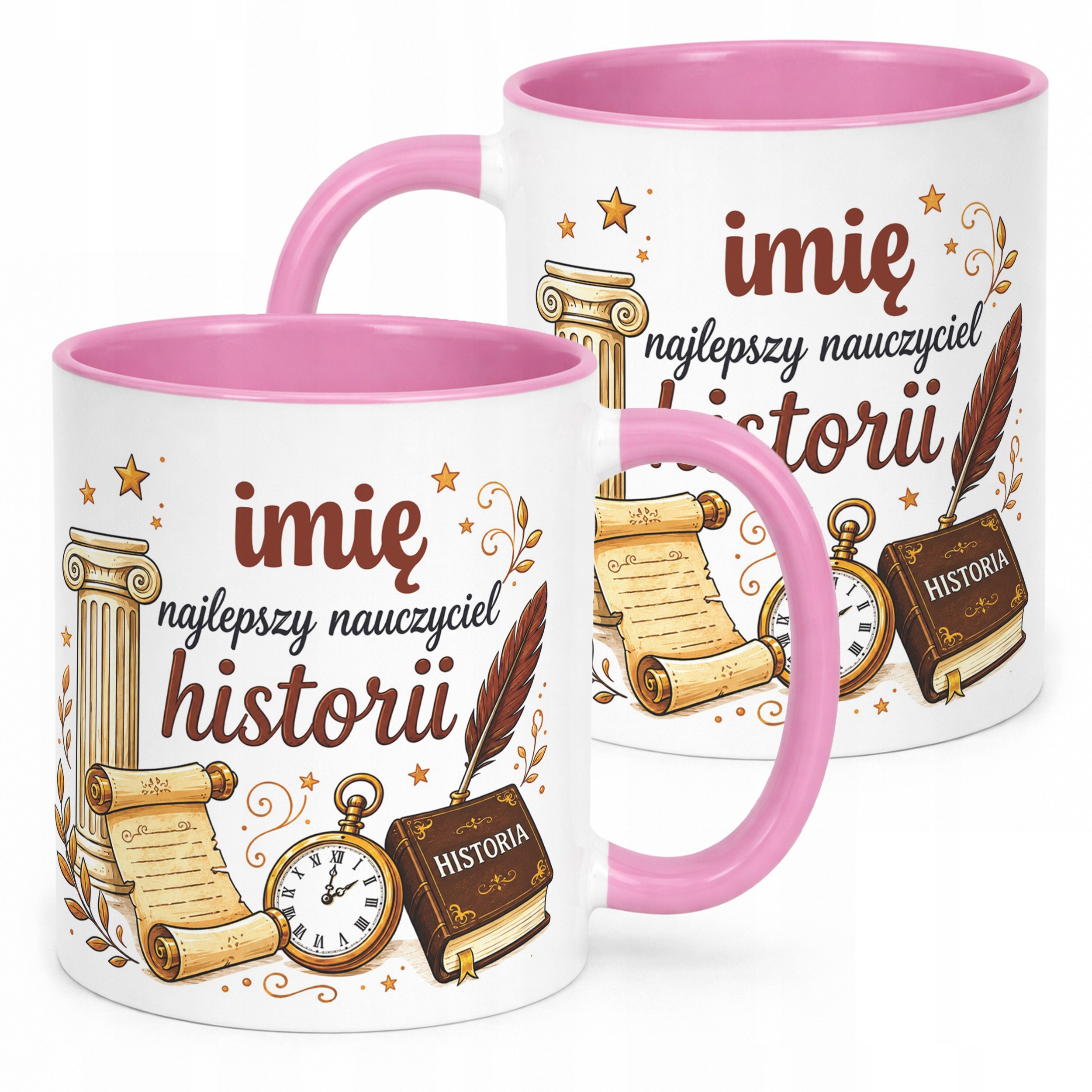 Kubek Różowy z Imieniem Dzień Nauczyciela Historia Prezent