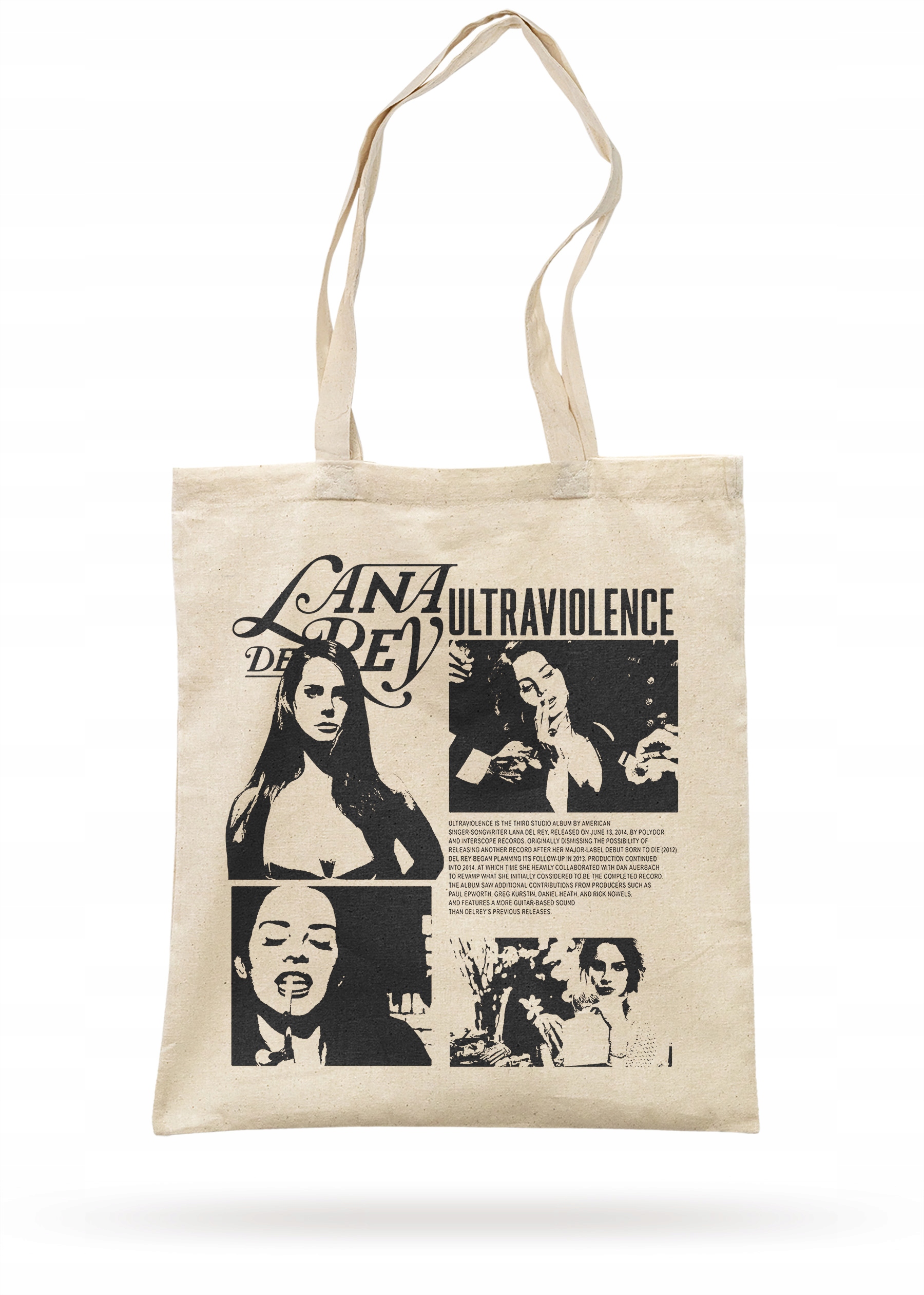 Torba bawełniana z dnem na zakupy 42x38x10 Lana Del Rey Ultraviolence
