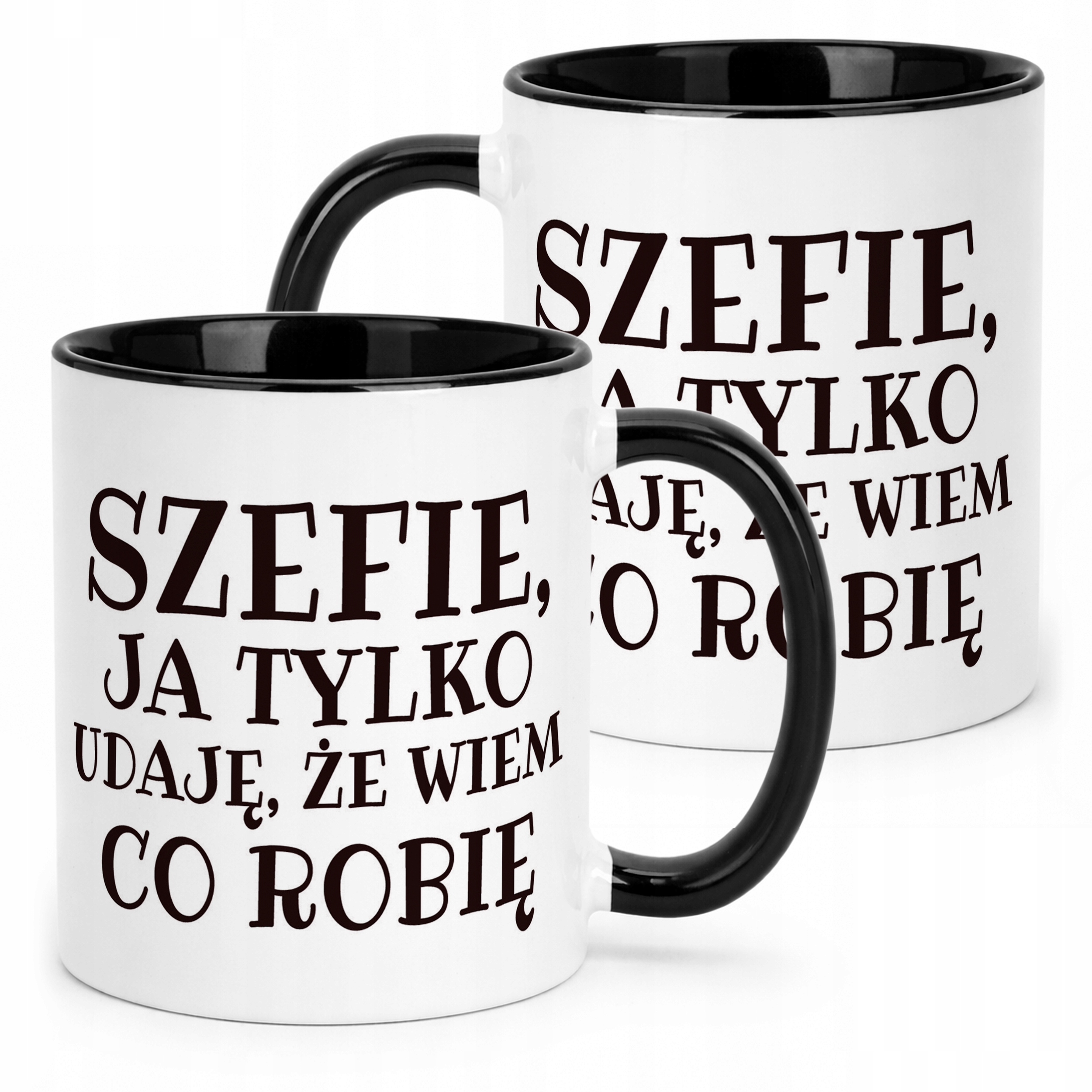 Kubek Czarny Szefie Ja Tylko Udaję Śmieszny Zabawny Prezent
