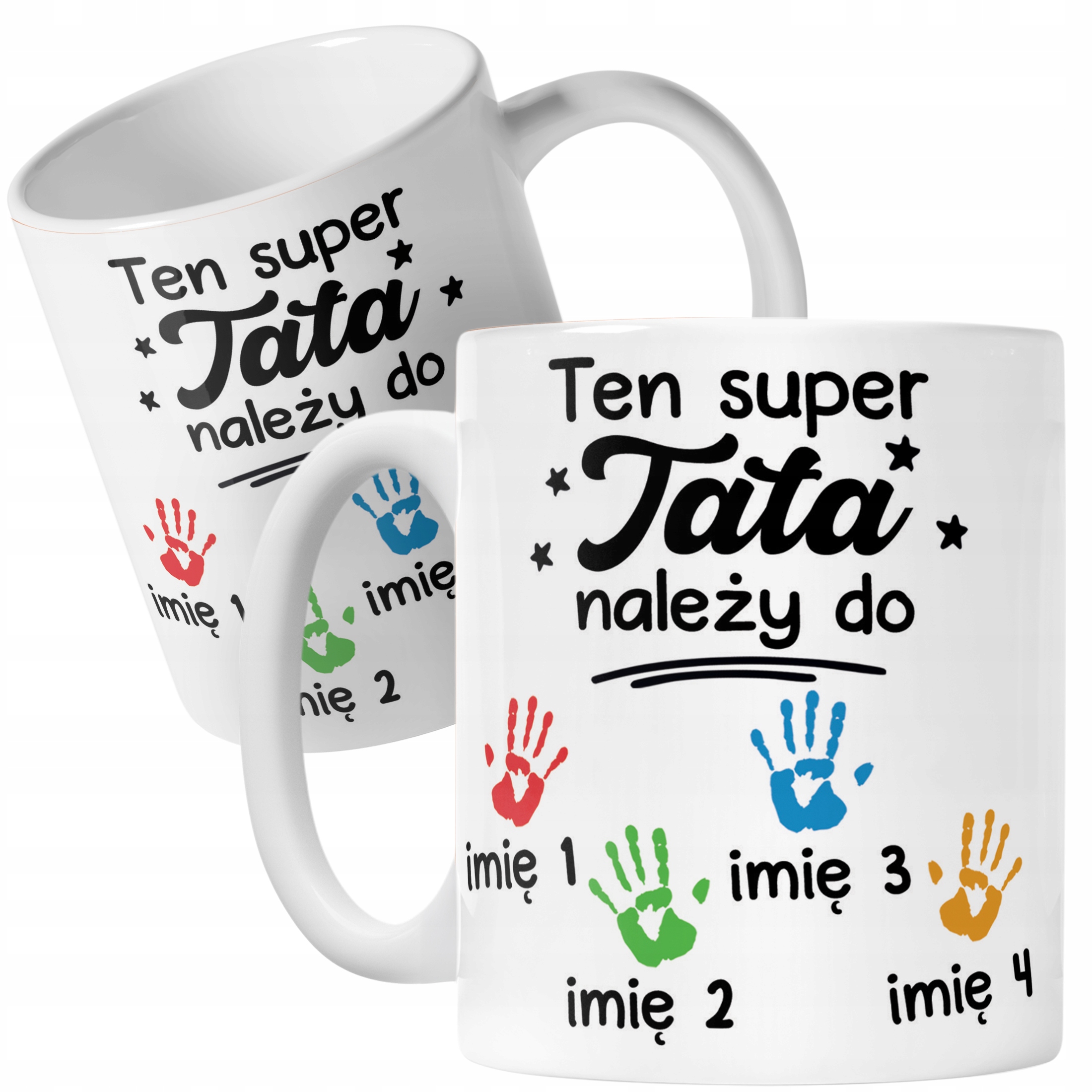 Kubek ceramiczny Personalizowany Dzień Ojca Tata Należy Do 4 Dzieci