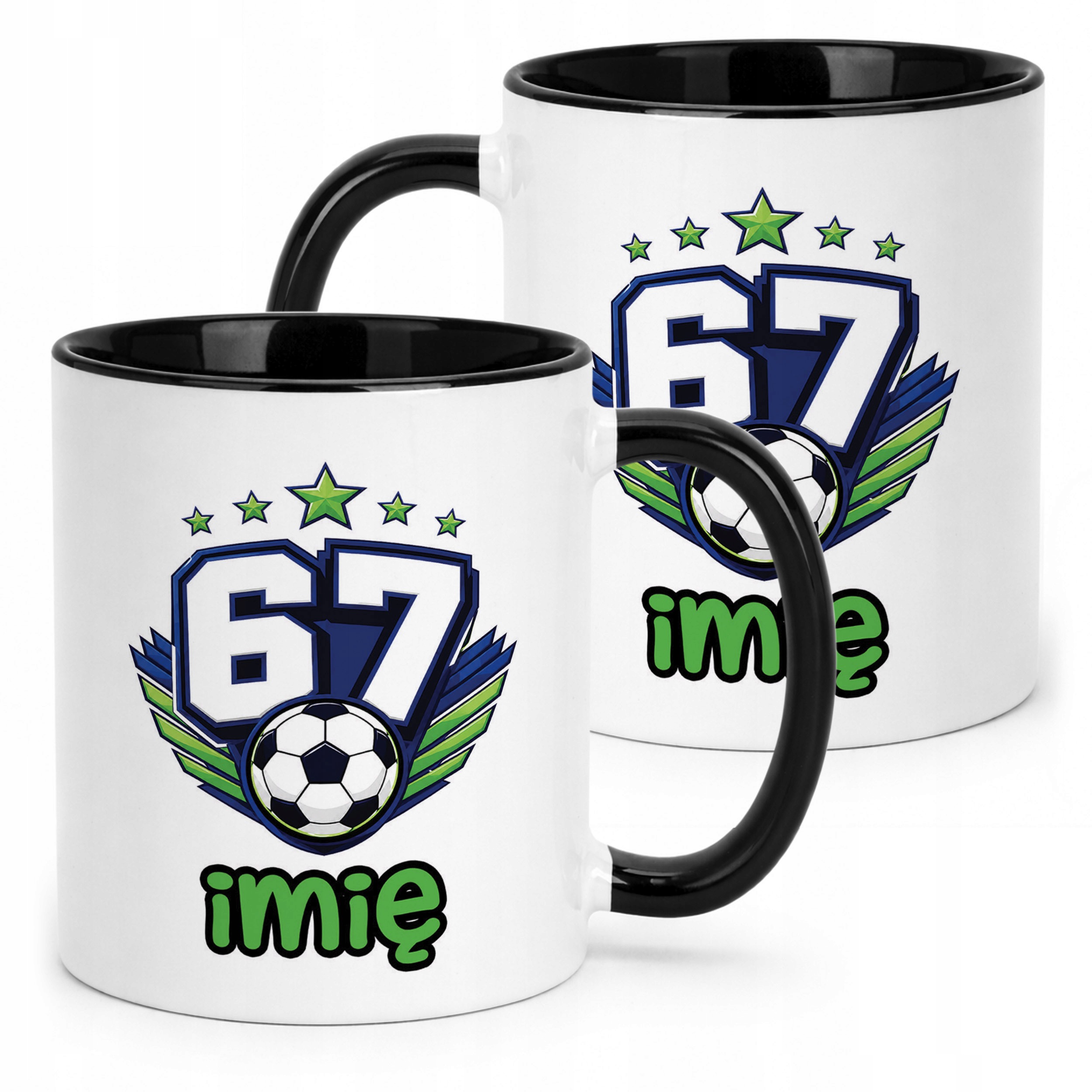 Kubek Czarny z nadrukiem personalizowany 67 SIX SEVEN Dla Dzieci Prezent