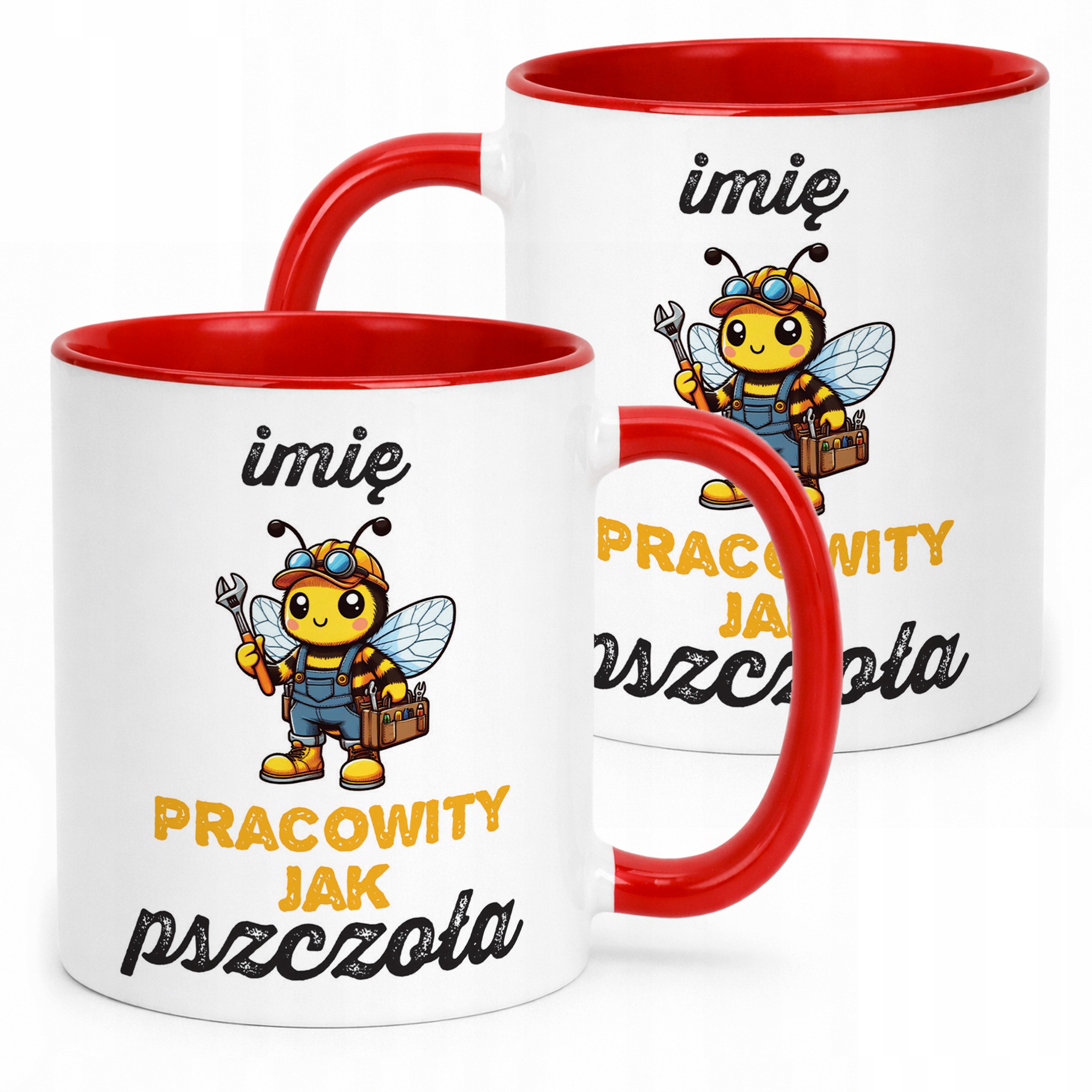 Kubek Czerwony Personalizowany Dla Pszczelarza Pszczoły Pasieka Prezent