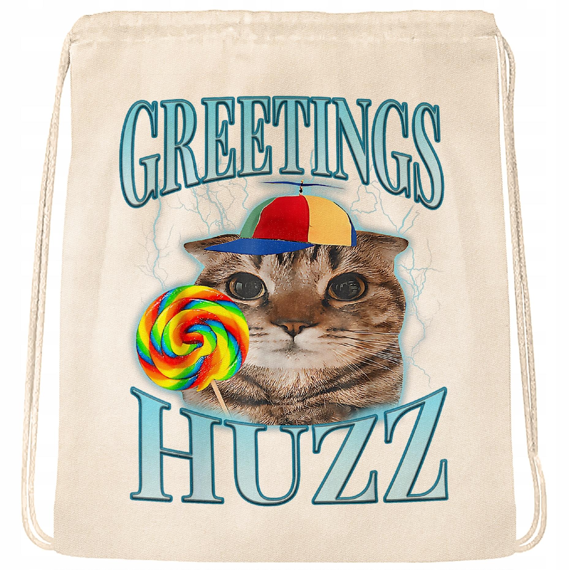 Plecak bawełniany Greetings Huzz viral tiktok brainrot mem