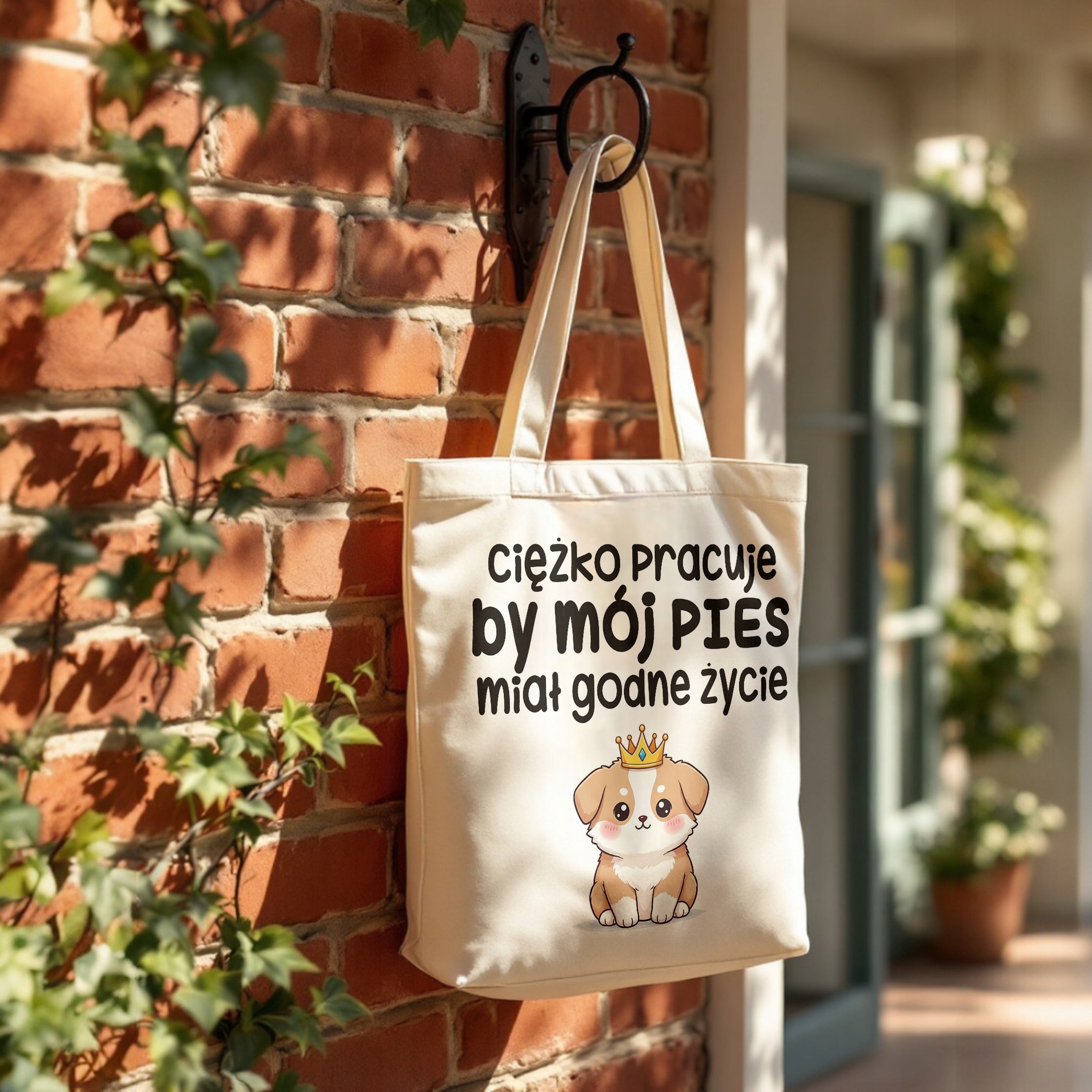 Torba bawełniana premium Ciężko Pracuję By Mój Pies Zabawny Prezent
