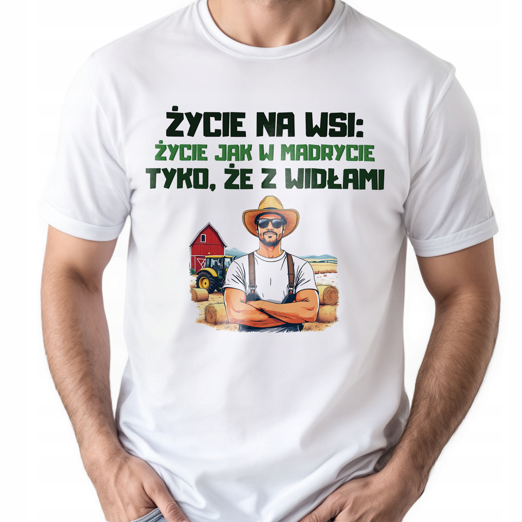 Koszulka biała męska Dla Rolnika Zabawny Prezent Upominek