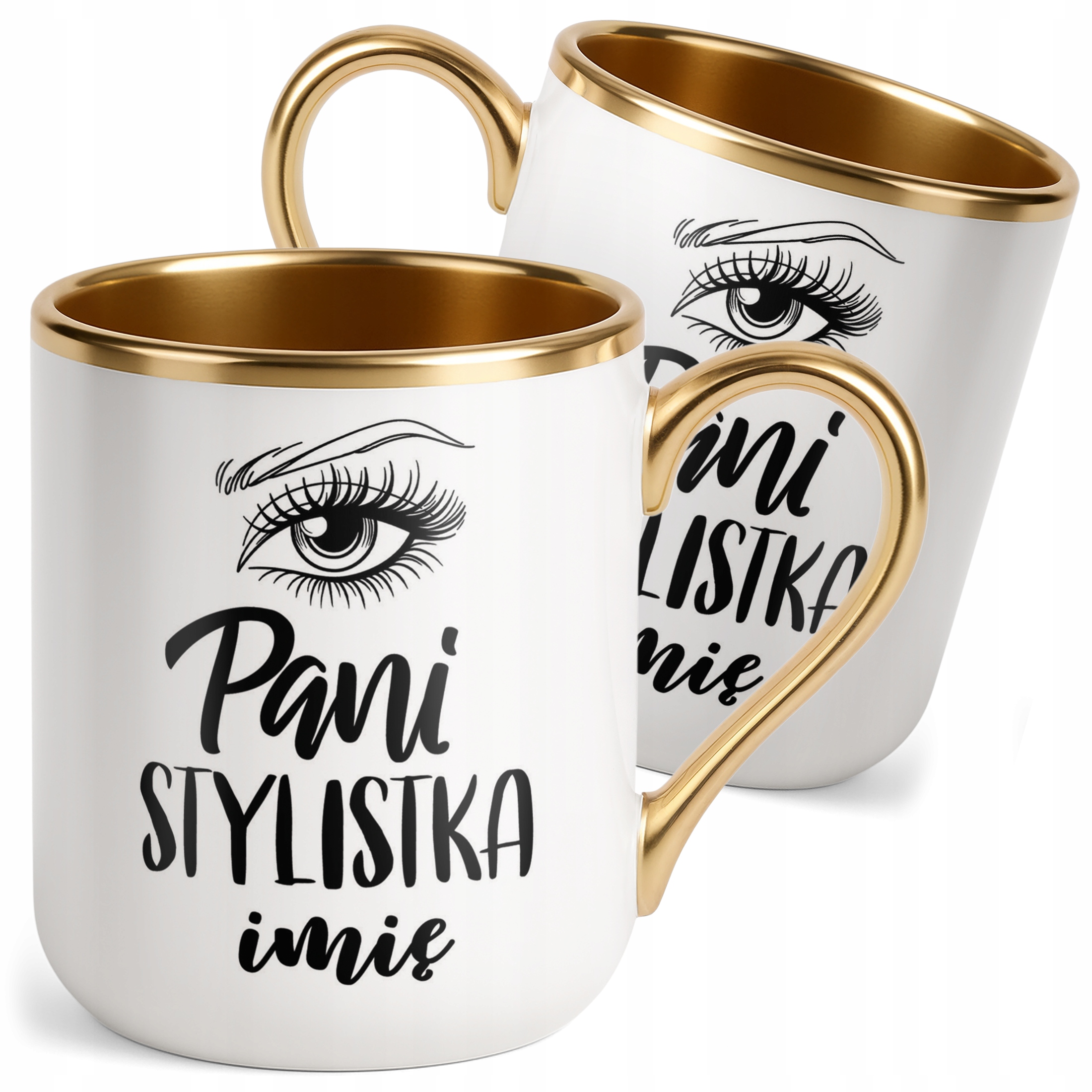 Kubek Premium Złoty Personalizowany Pani Stylistka Rzęs Brwi Prezent