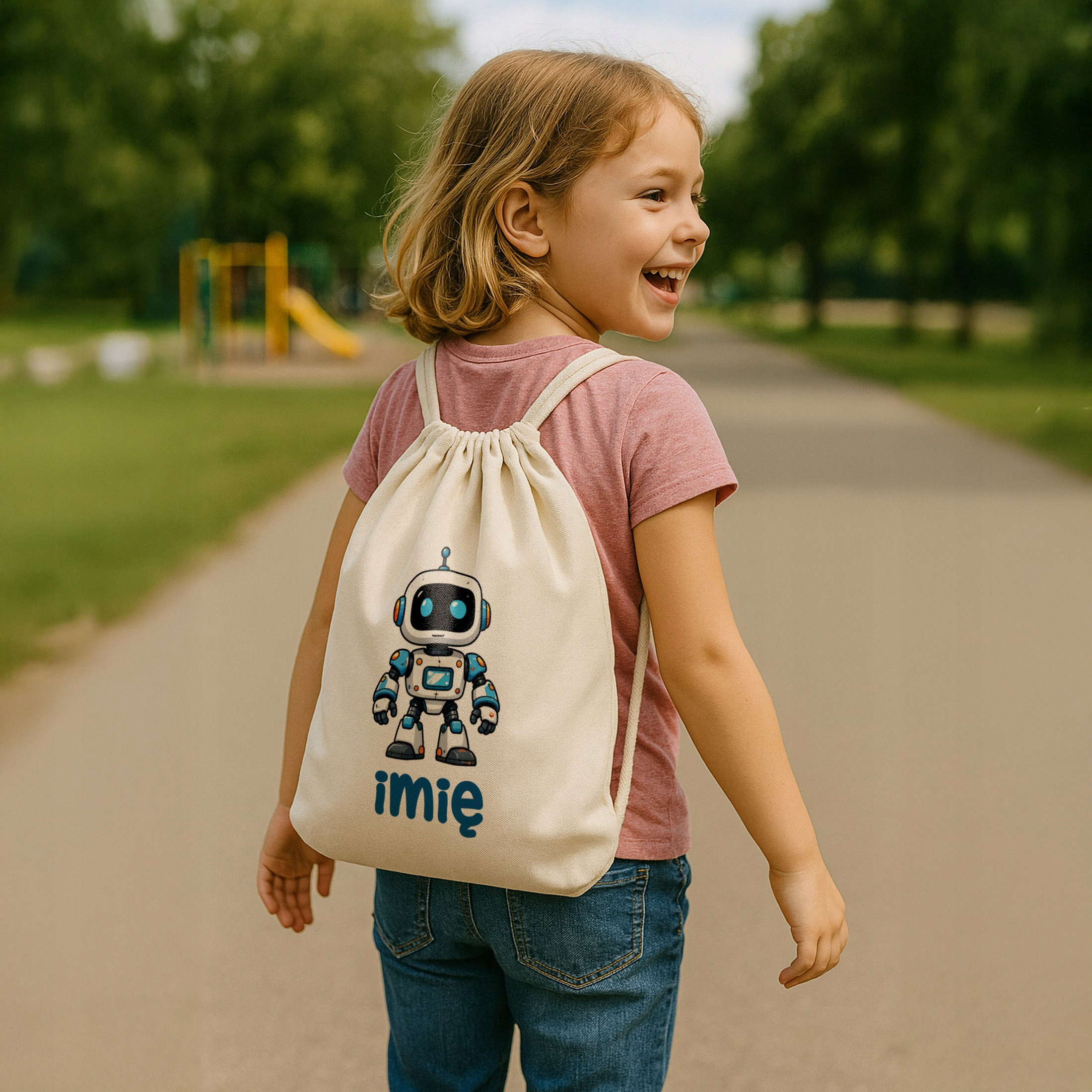 Zestaw Personalizowany Plecak Worek Kubek Robot Prezent