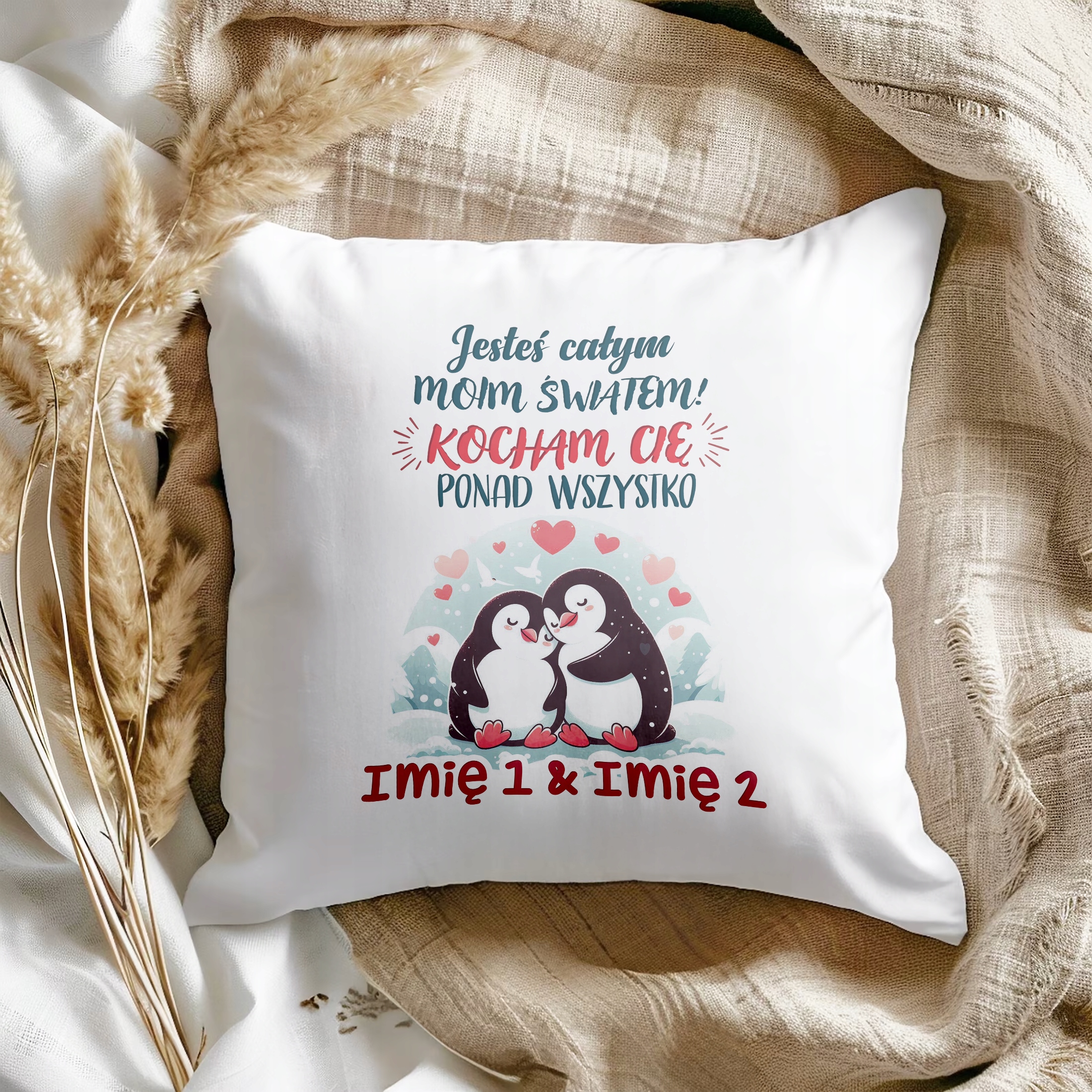 Poduszka 38x38cm Personalizowana na walentynki Z imionami Prezent