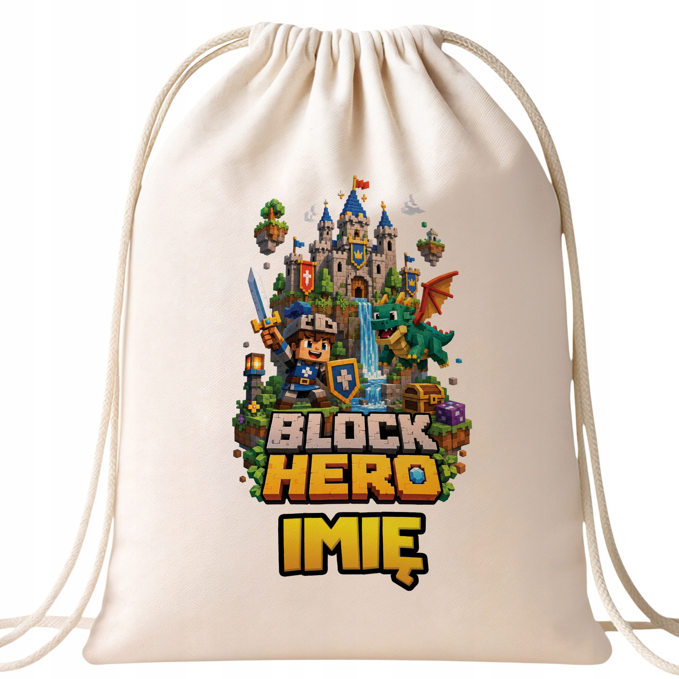 Zestaw Personalizowany Plecak Worek Kubek gra Block Hero Prezent