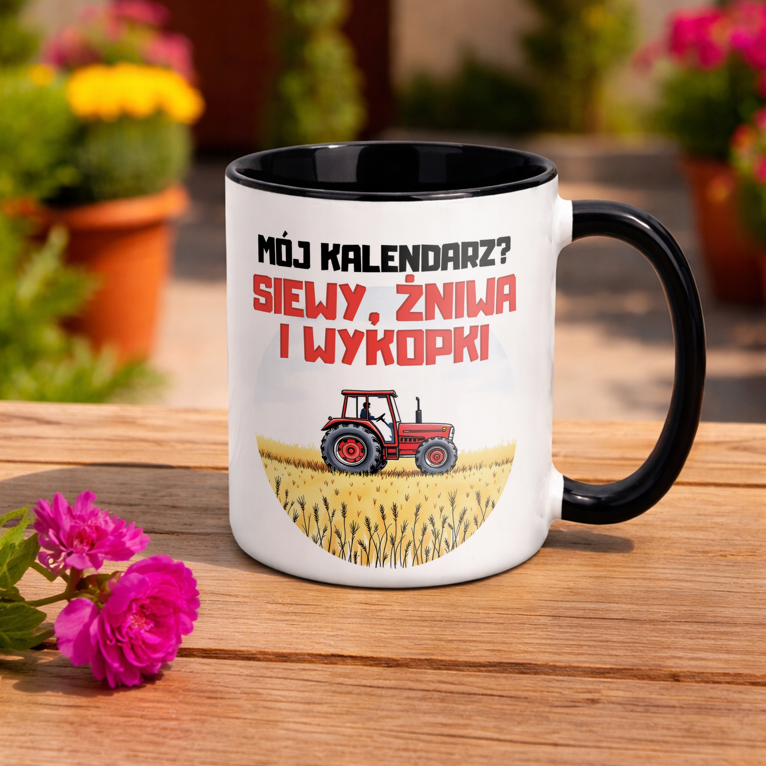 Kubek Czarny Rolnik Dla Rolnika Traktor Zabawny Prezent Upominek
