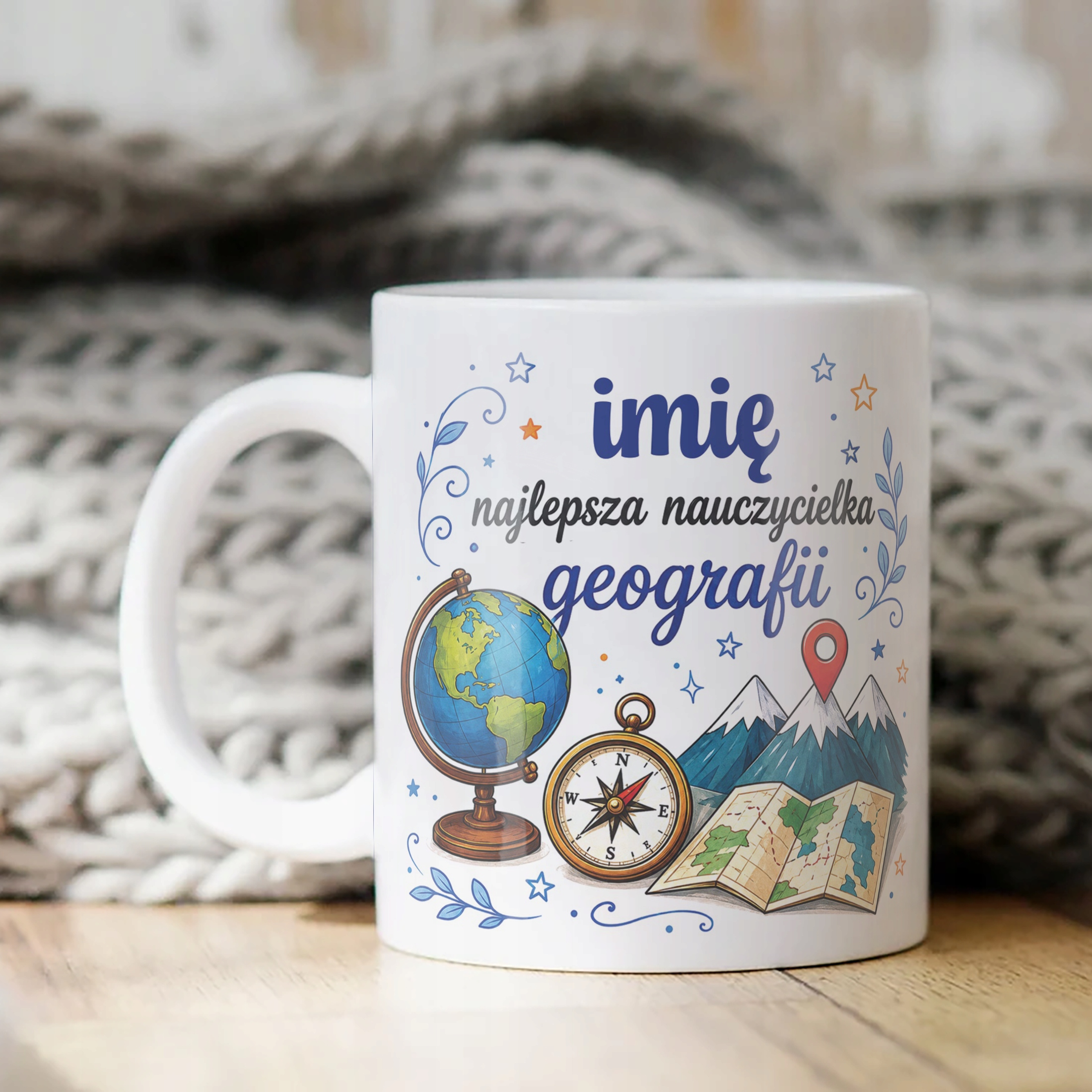Kubek z Imieniem Dzień Nauczyciela Zakończenie Roku Geografia Prezent