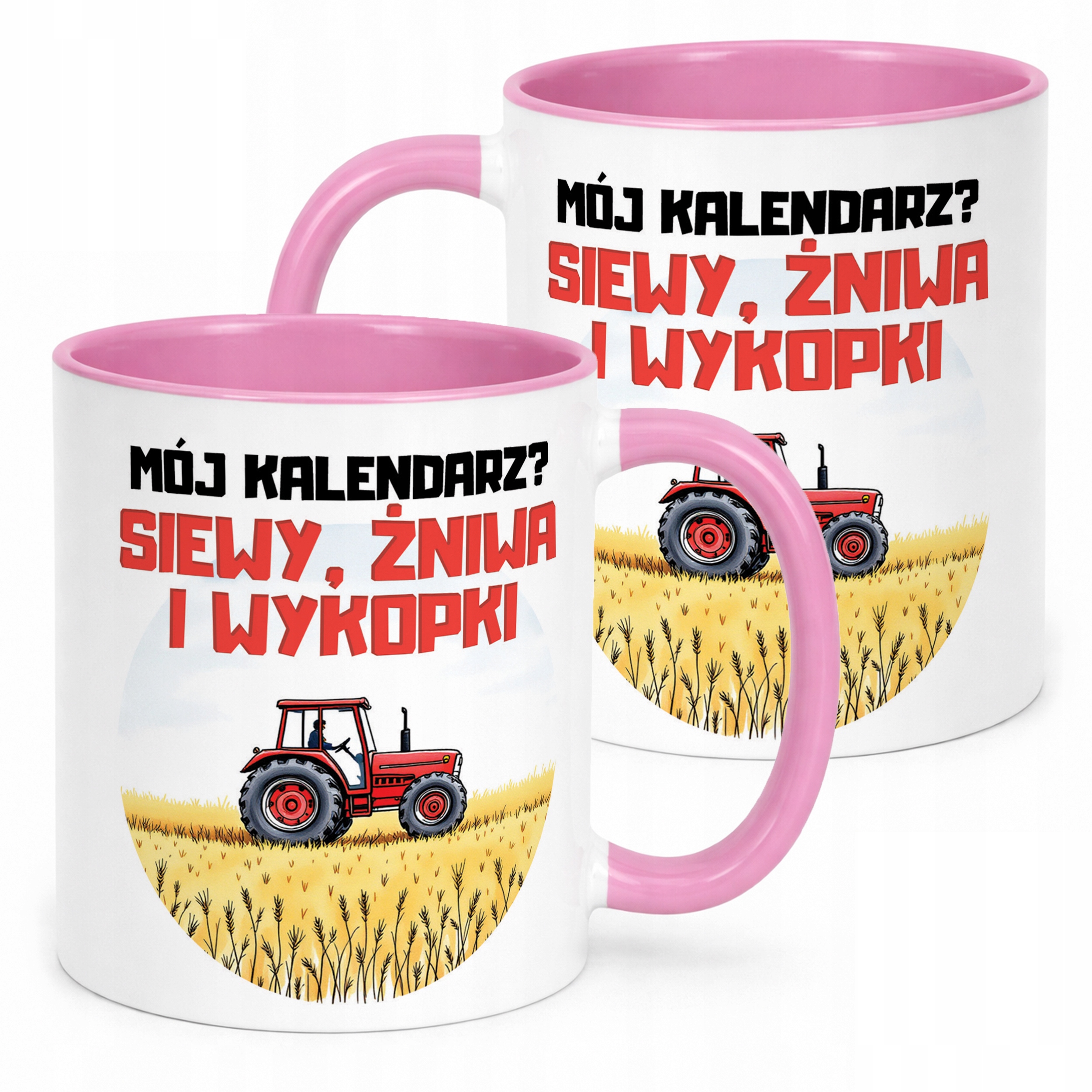 Kubek Różowy Rolnik Dla Rolnika Traktor Zabawny Prezent Upominek