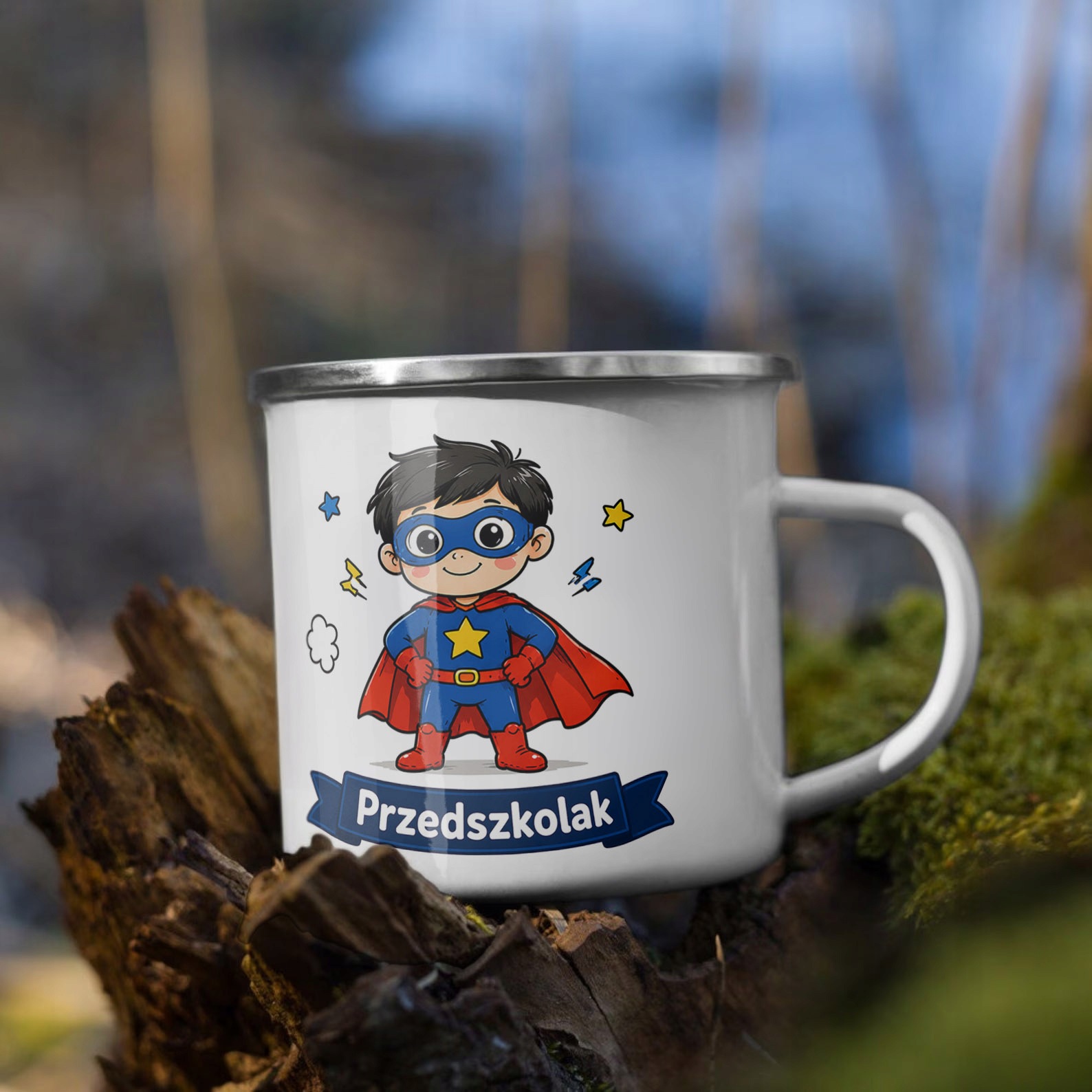 Zestaw Plecak Worek Kubek Emaliowany Z Nadrukiem Przedszkolak Szkoła