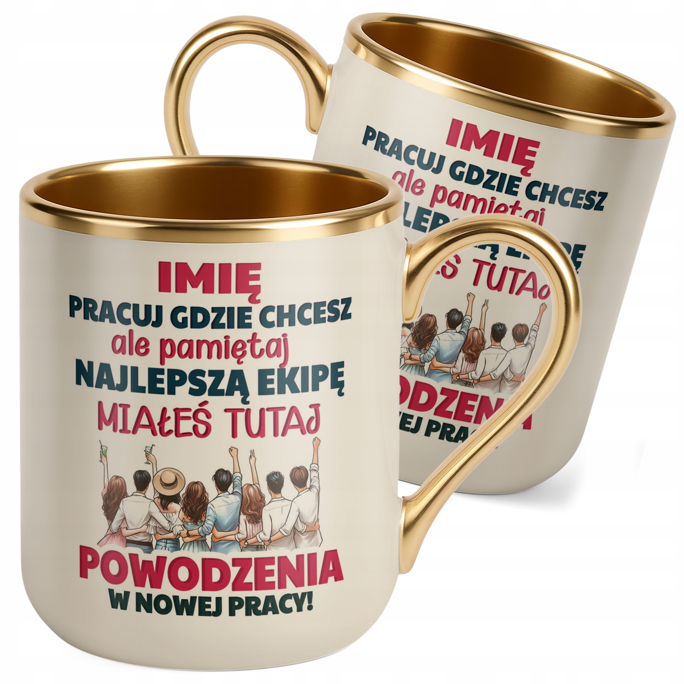 Kubek Premium Złoty Ecru Personalizowany Pożeganie Odejście z Pracy