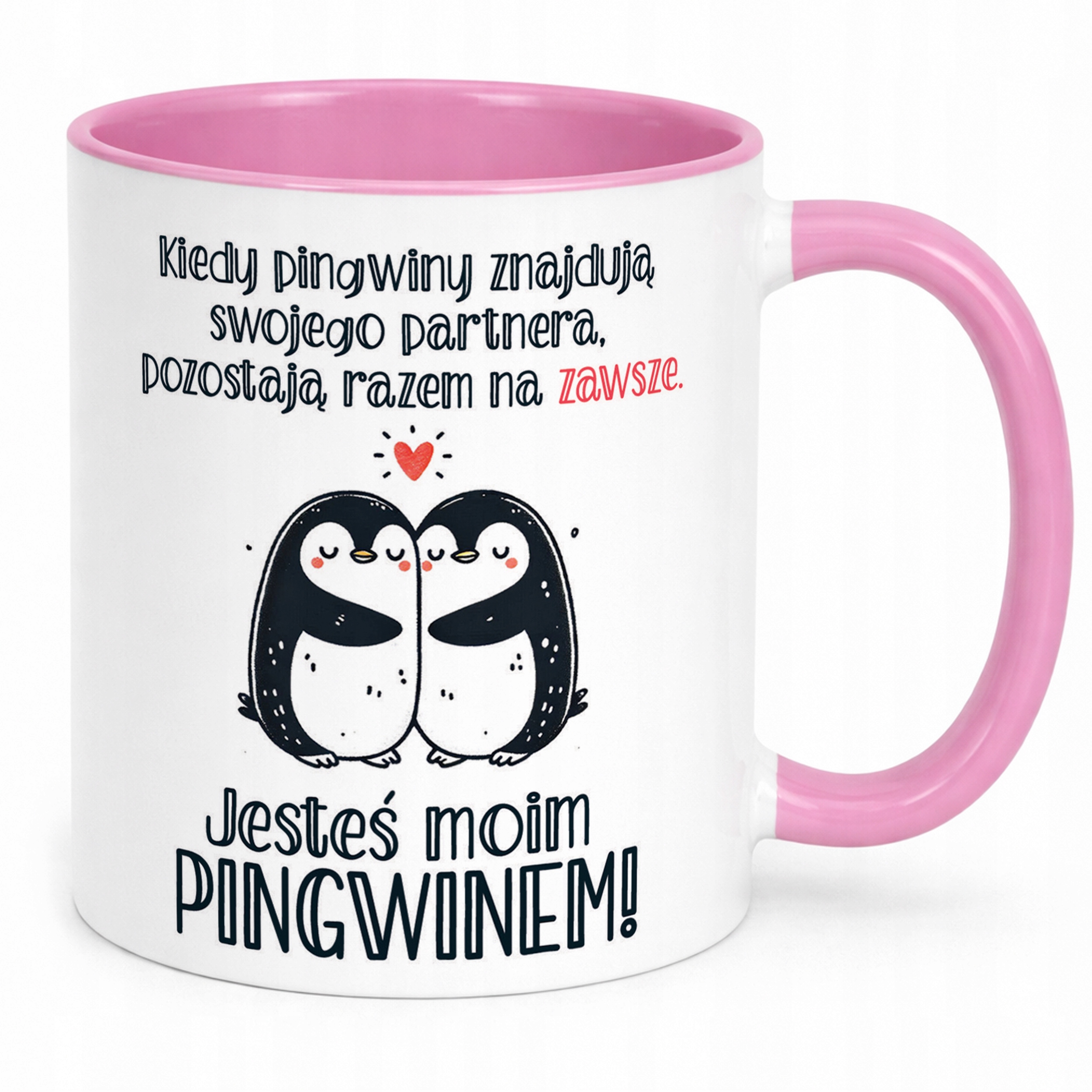 Kubek Różowy Z Własnym Zdjęciem Serce Walentynki Prezent Upominek