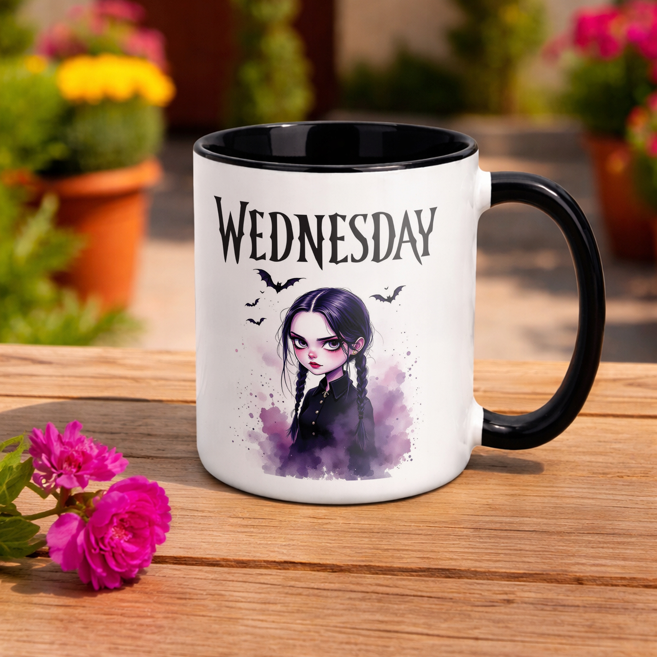 Kubek Czarny Nevermore Wednesday Addams Dla Fanów Prezent