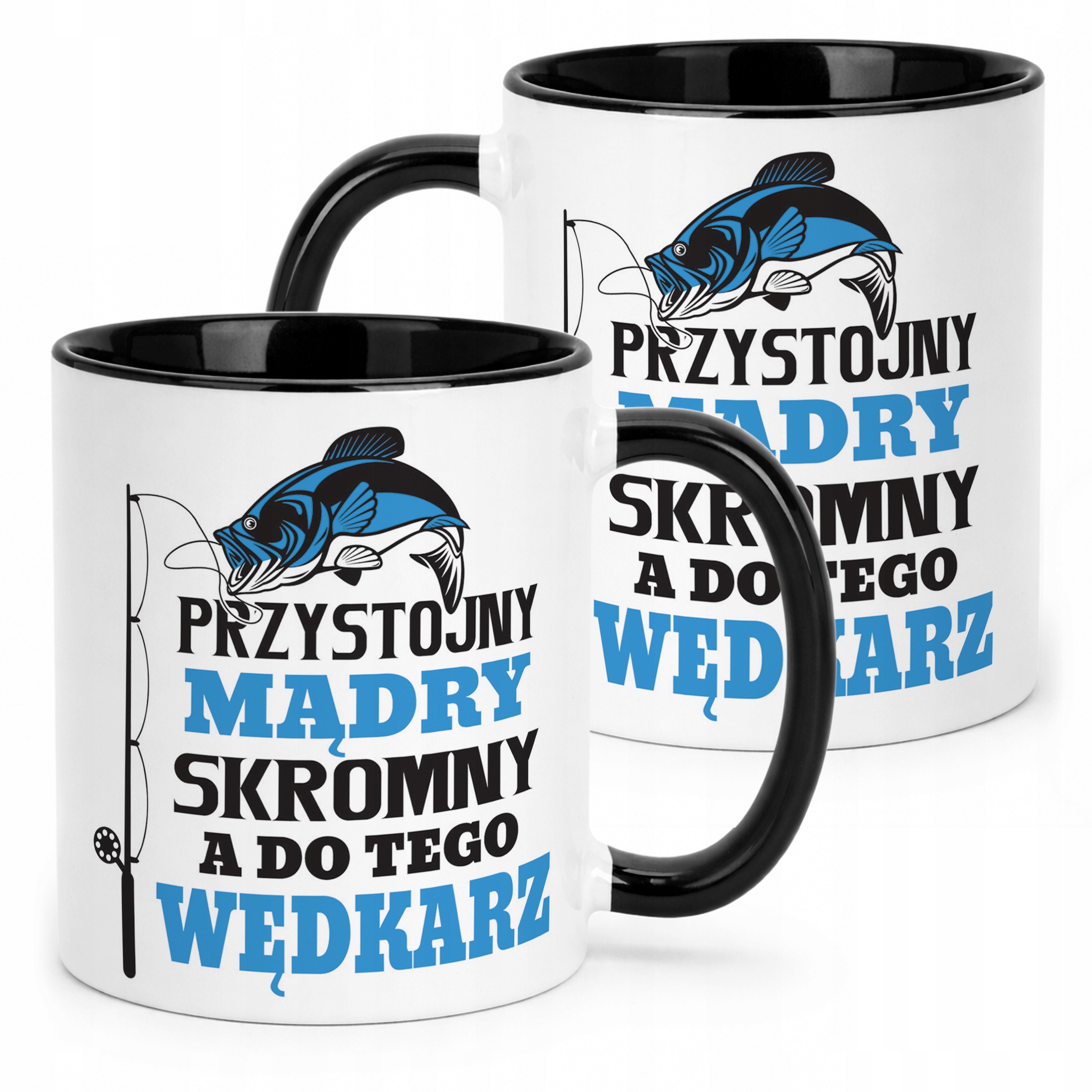 Kubek Czarny Dla Wędkarza Ryby Wędkowanie Prezent Upominek