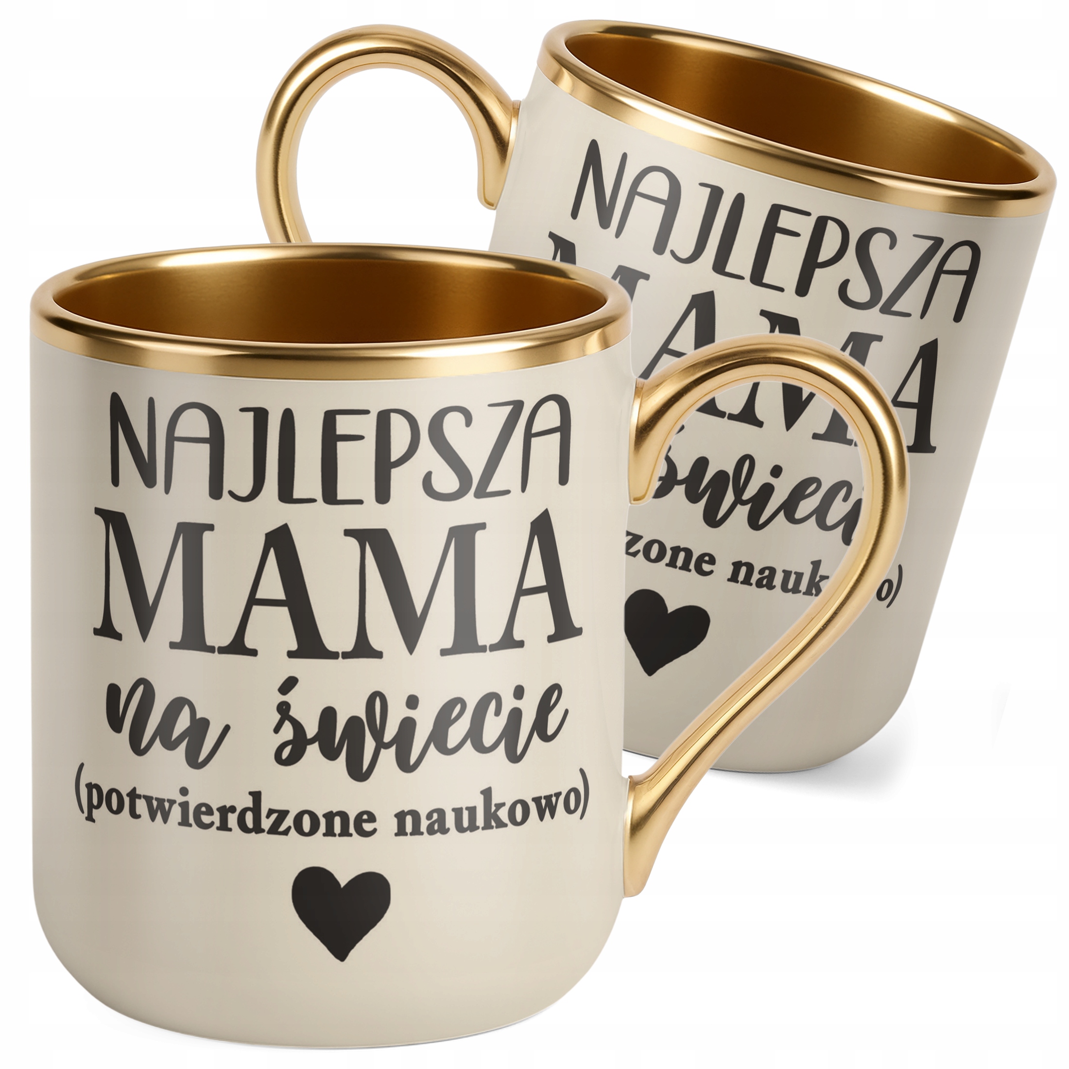 Kubek Premium Złoty Ecru Dzień Matki Prezent Najlepsza Mama na Świecie