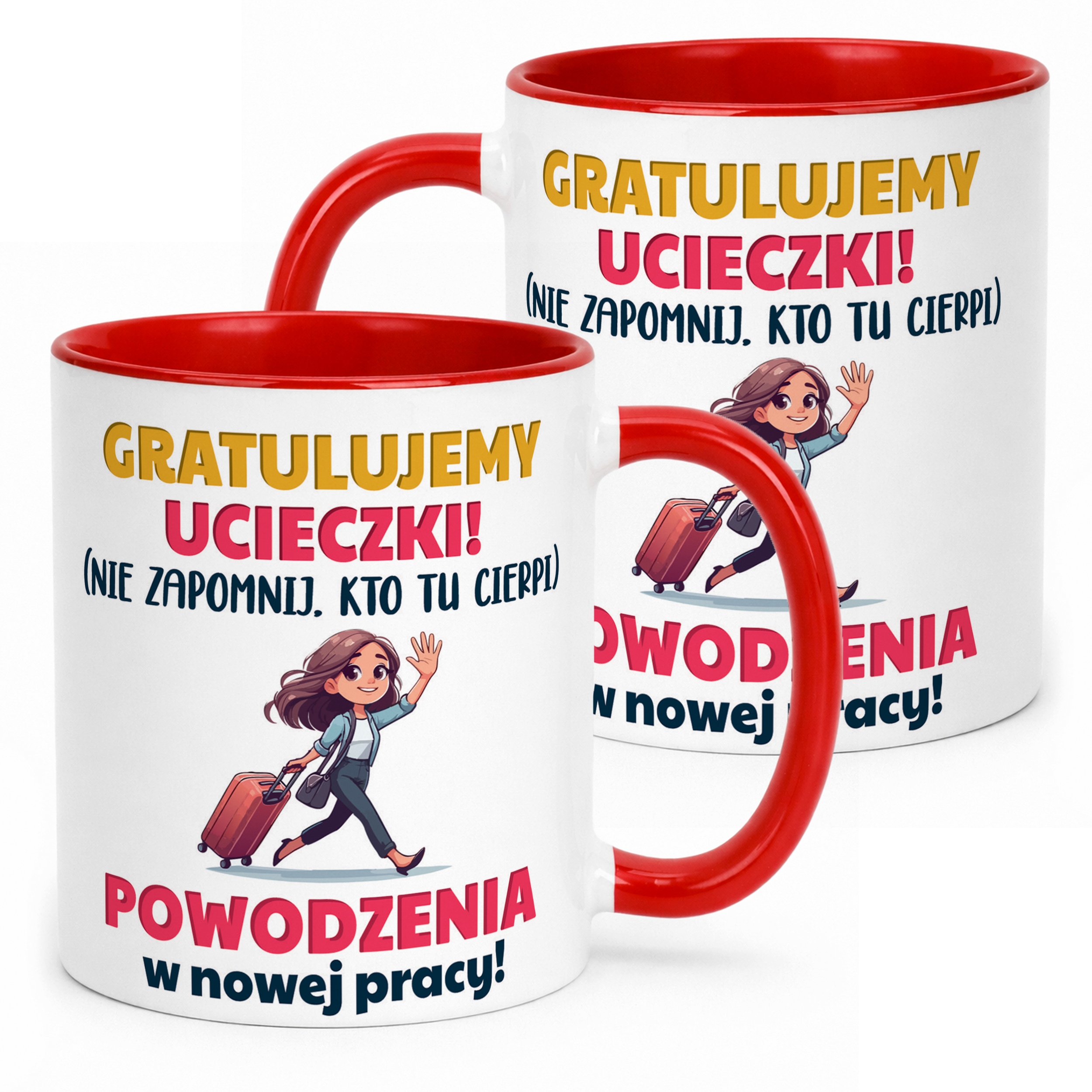 Kubek Czerwony Pożeganie Odejście z Pracy Dla Koleżanki Prezent