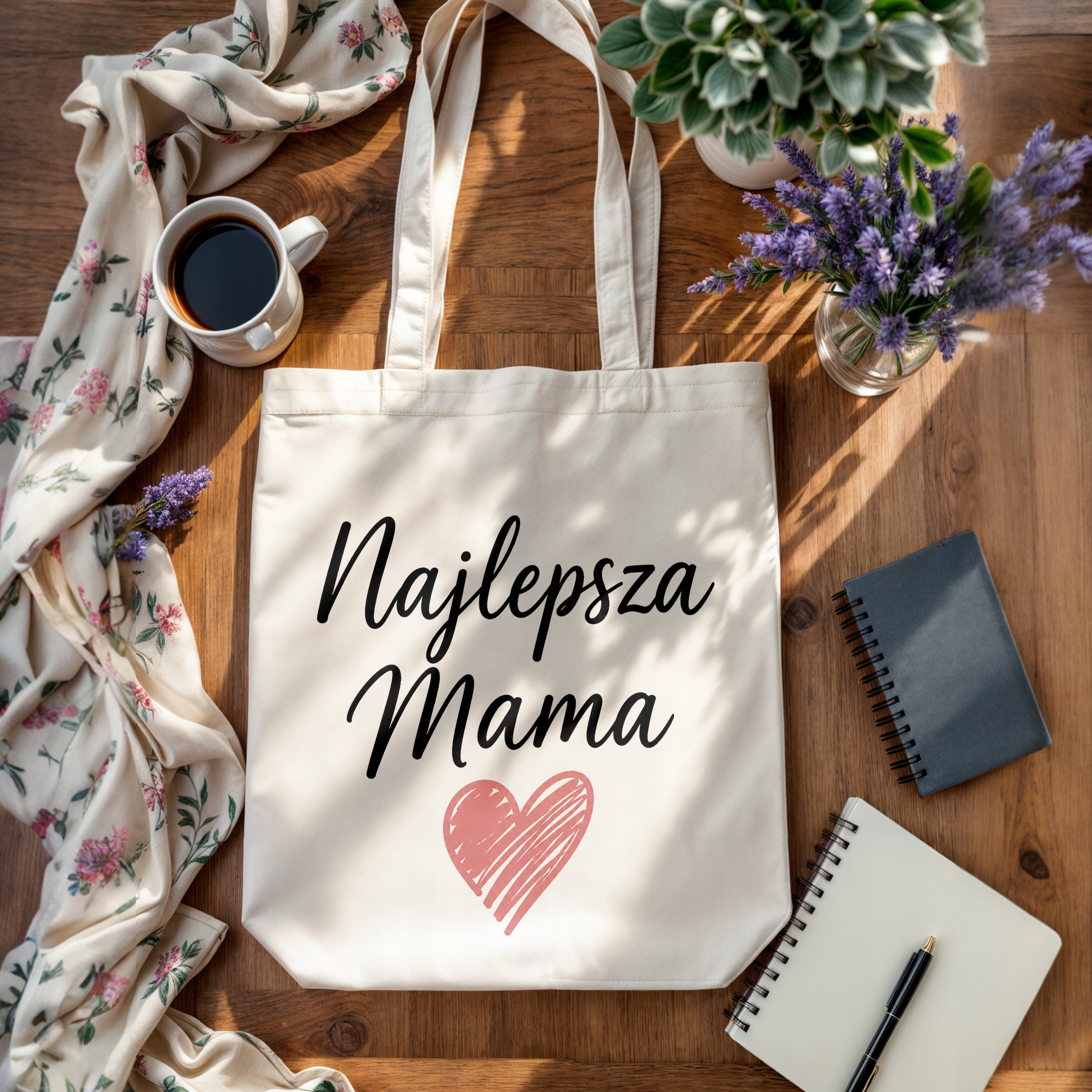 Prezent na Dzień Matki torba bawełniana premium dla mamy eco upominek