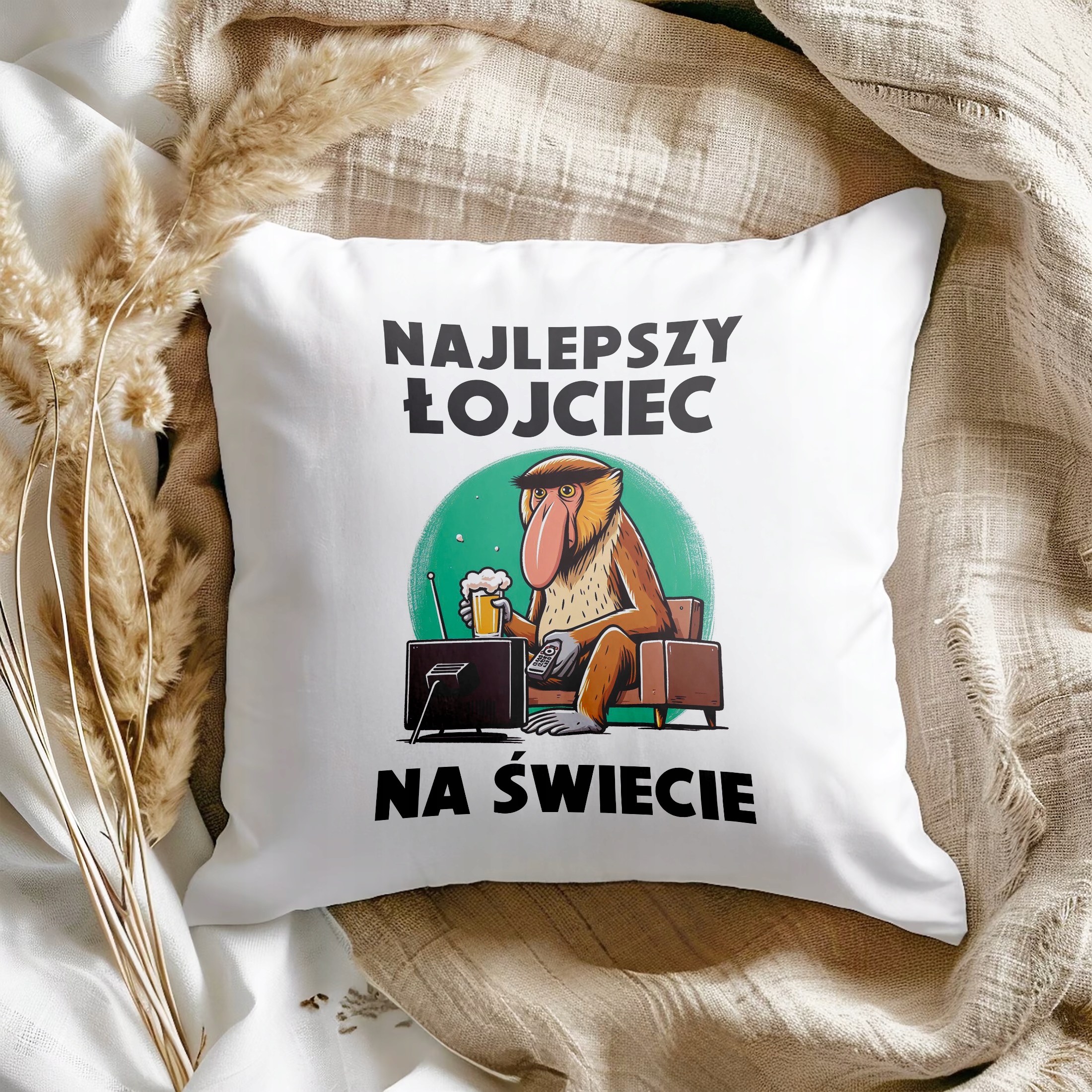 Poduszka 38x38cm Dzień Ojca Dla Taty Najlepszy Łojciec Nosacz Prezent