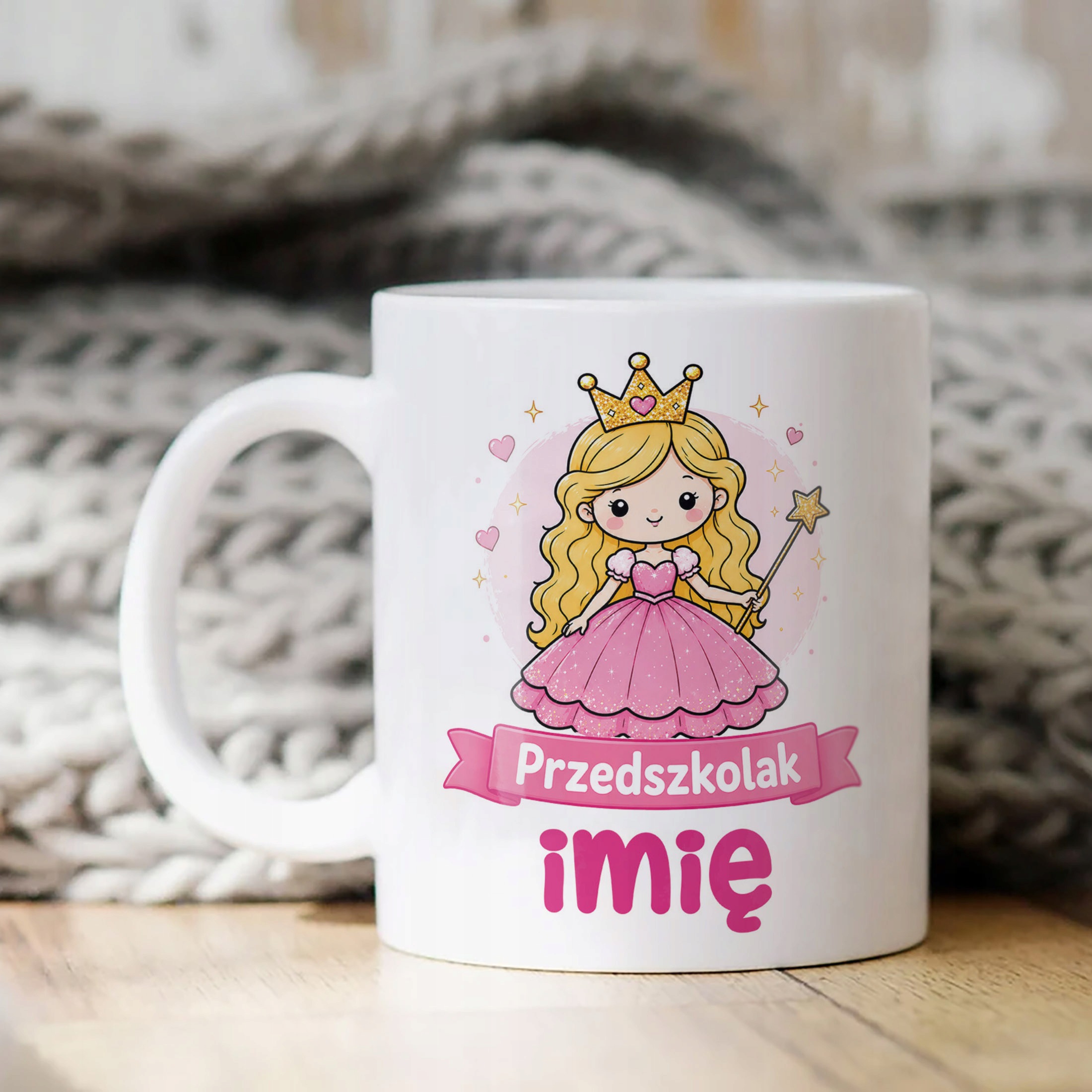 Biały Kubek z nadrukiem personalizowany Przedszkolak Szkoła Dla Dzieci