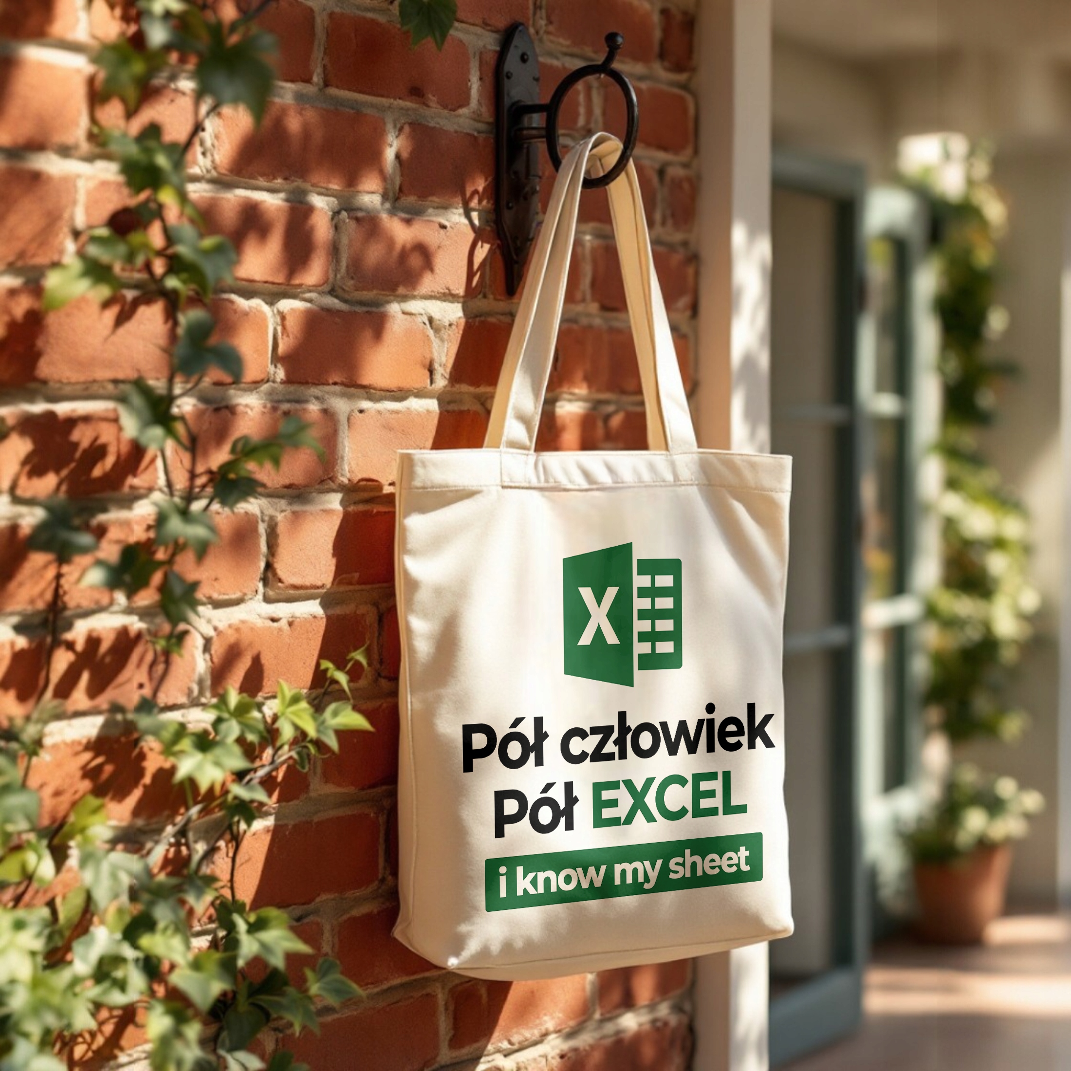 Torba bawełniana premium Pół Człowiek Pół Excel Zabawny Prezent