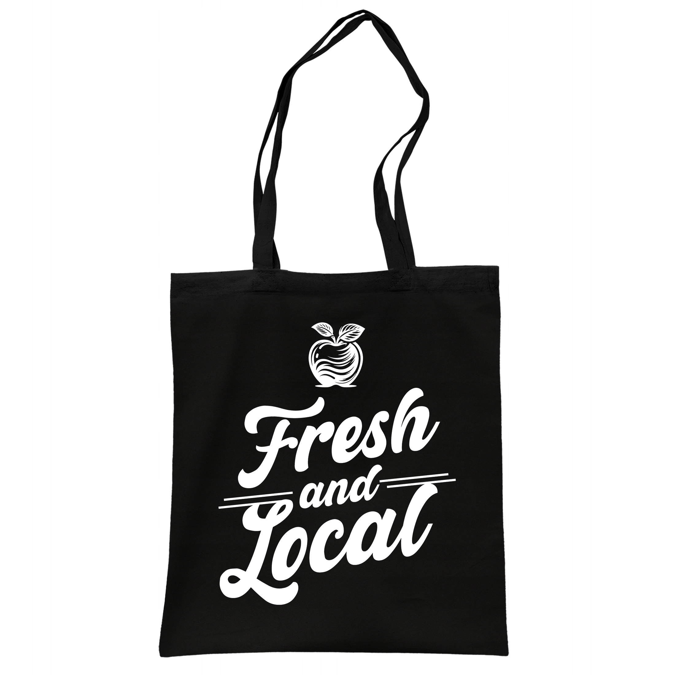 Torba bawełniana czarna na zakupy Fresh And Local Lokalne Produkty