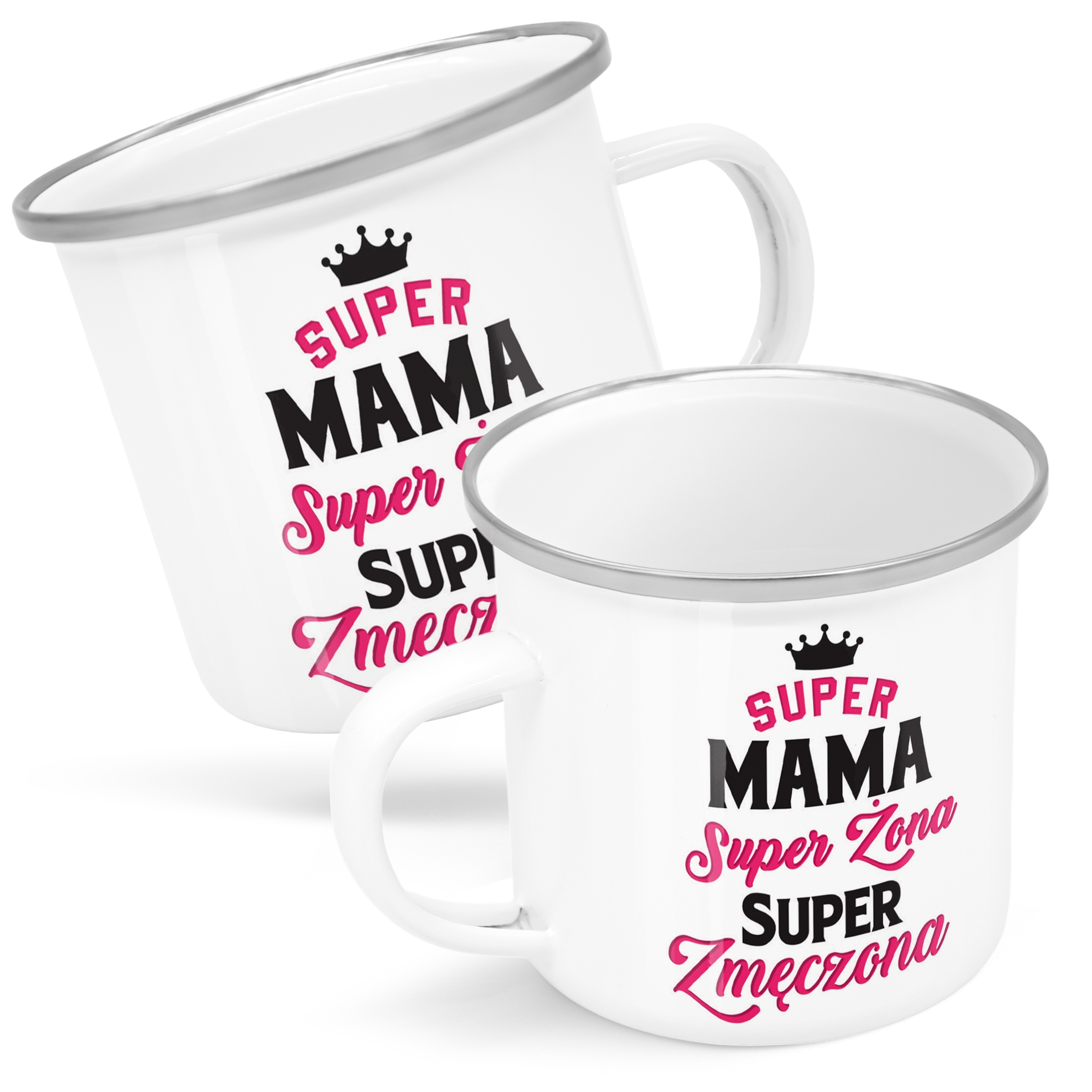 Emaliowany Kubek Garnuszek Dzień Matki Dla Mamy Prezent Super Mama
