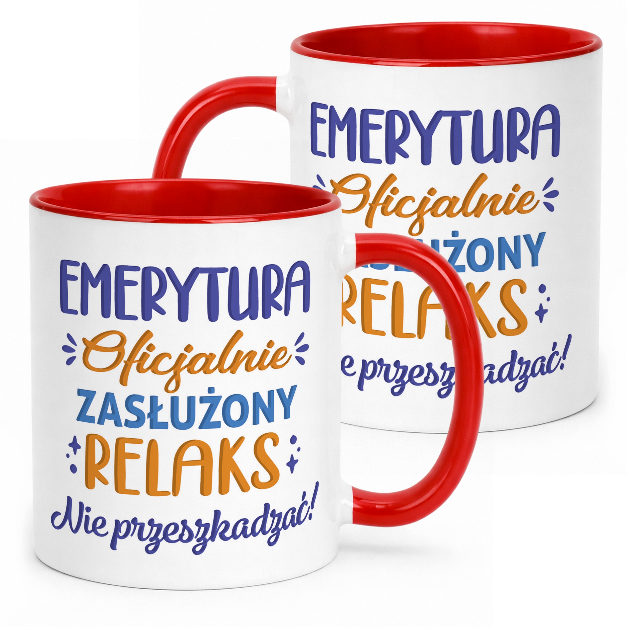 Kubek Czerwony z okazji Emerytury Dla Emeryta Emerytki Prezent Upominek