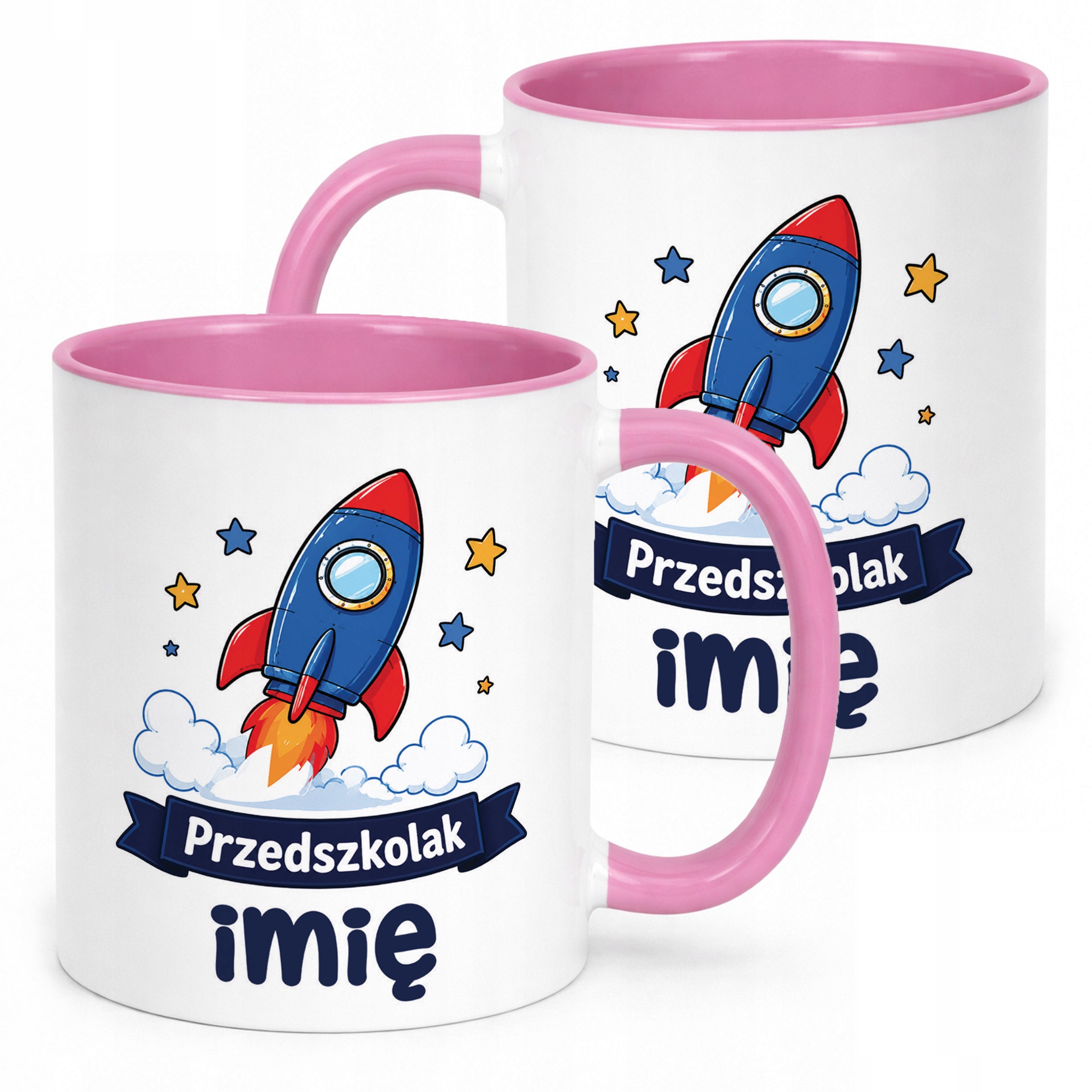 Kubek Różowy z nadrukiem personalizowany Przedszkolak Szkoła Dla Dzieci