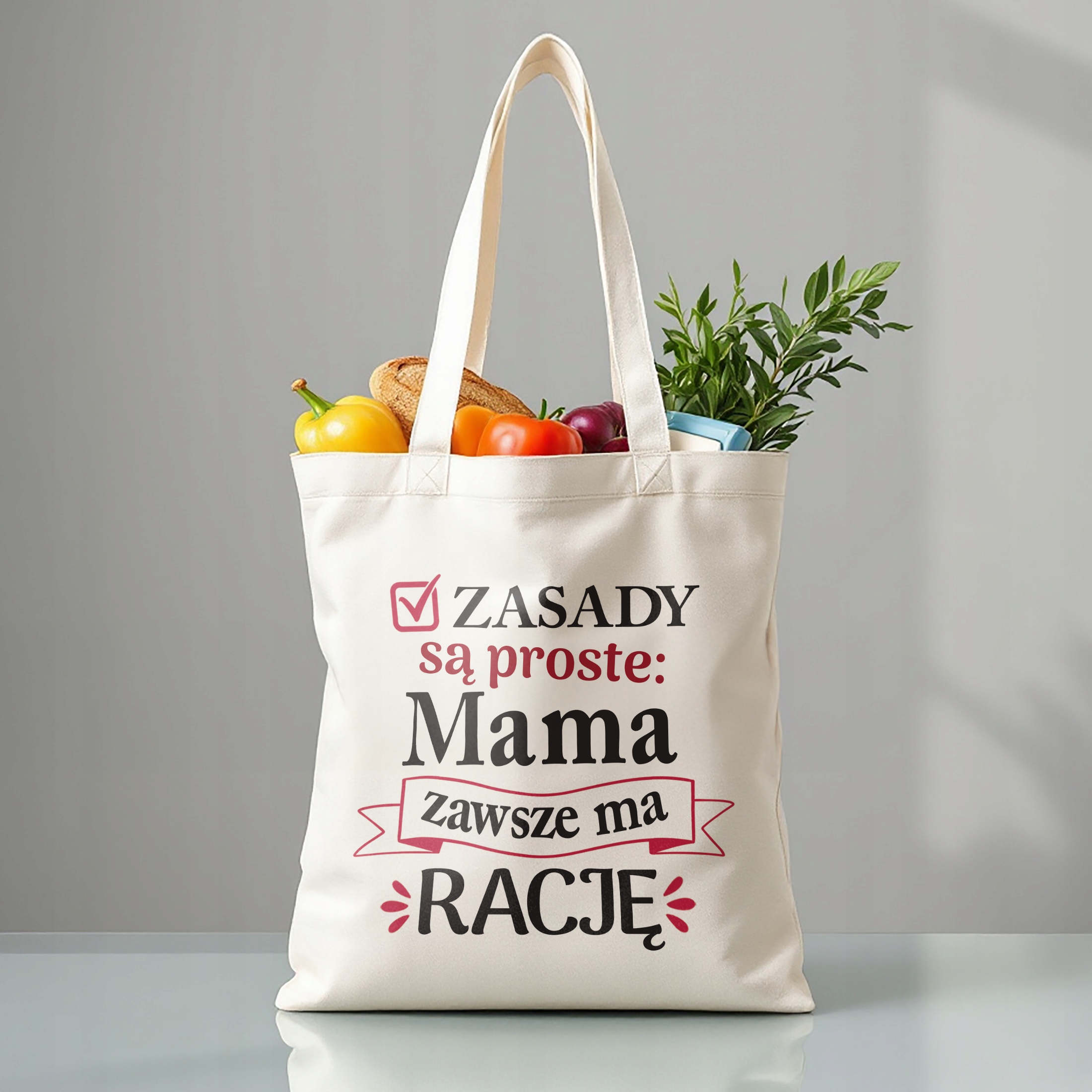 Torba bawełniana premium na zakupy Dzień Matki Prezent Zasady Są Proste