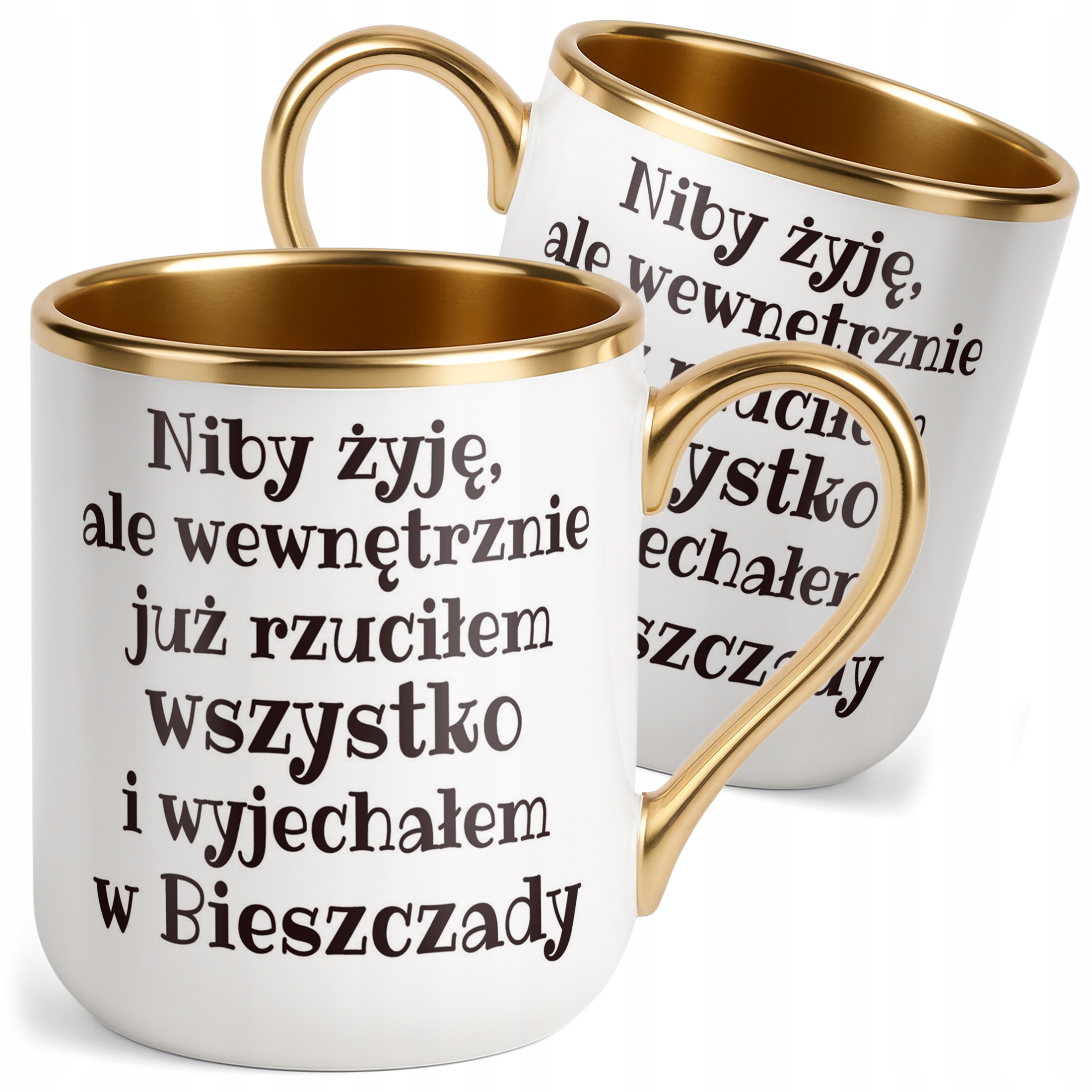 Kubek Premium Złoty Niby Żyje Ale Wewnętrznie Zabawny Prezent