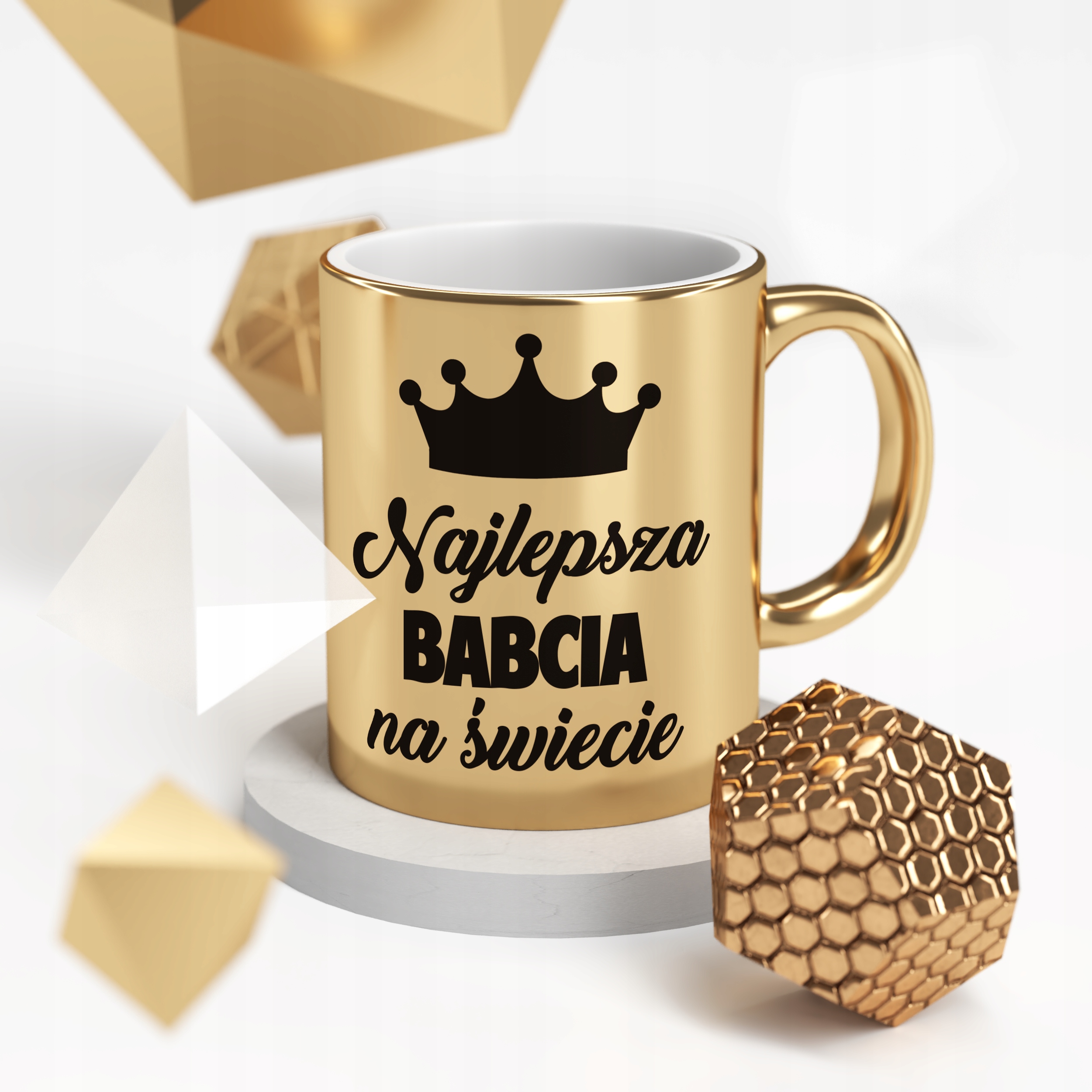 Kubek ceramiczny Złoty 330 ml Dzień Babci Prezent Upominek Najlepsza Babcia