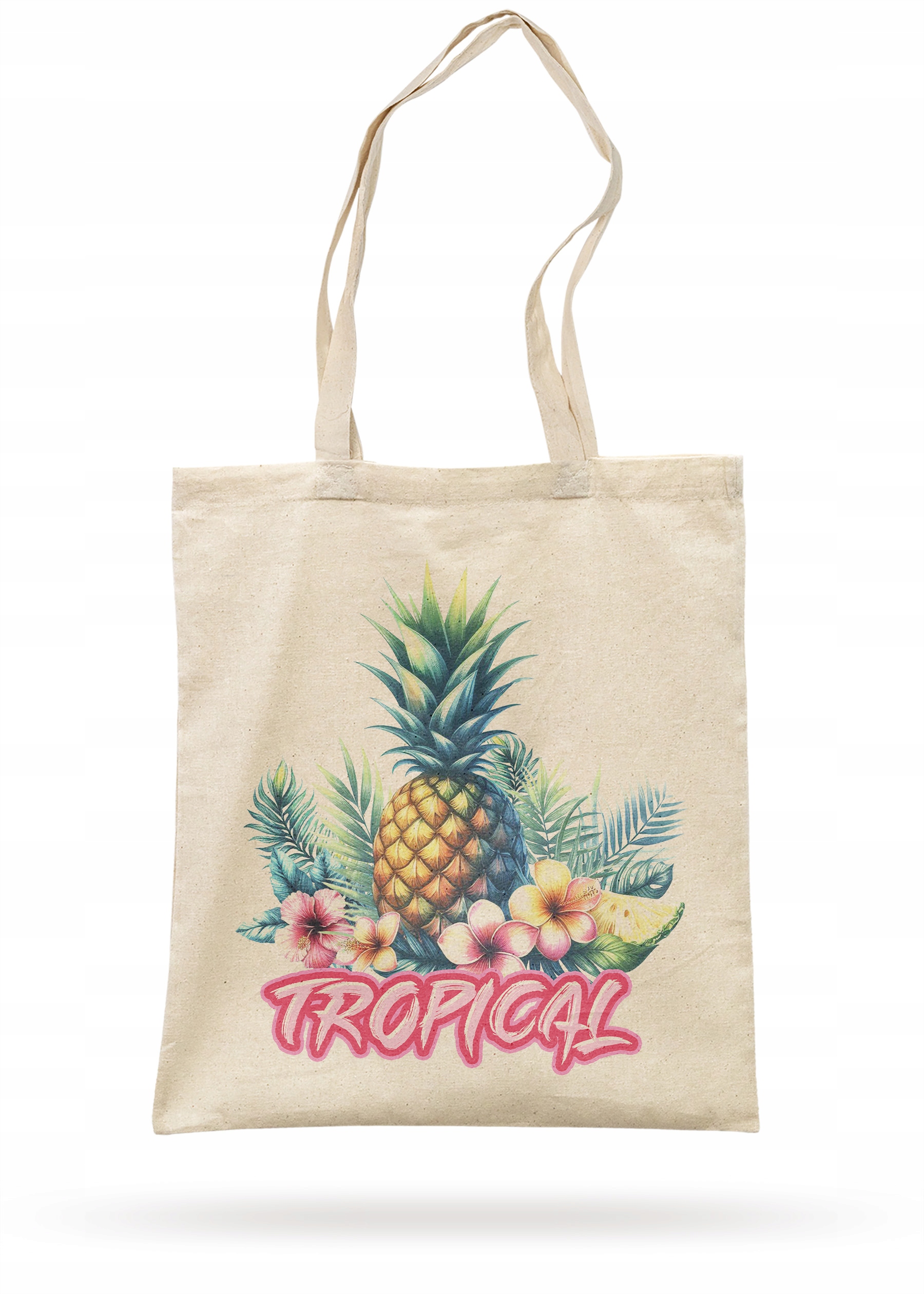 Torba bawełniana z dnem na zakupy TROPICAL Egzotyczny Motyw Palma Ananas