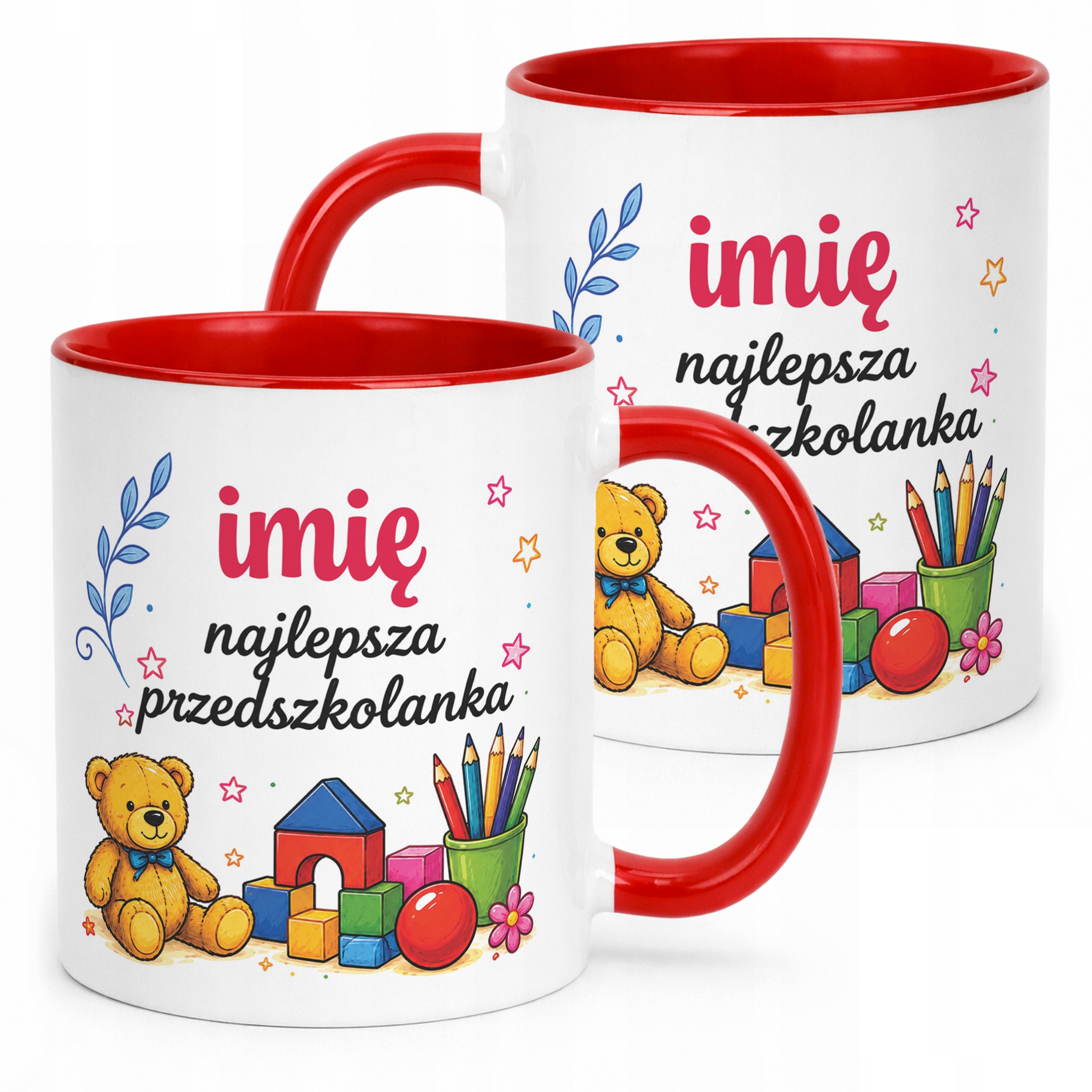 Kubek Czerwony z Imieniem Dzień Nauczyciela Dla Przedszkolanki