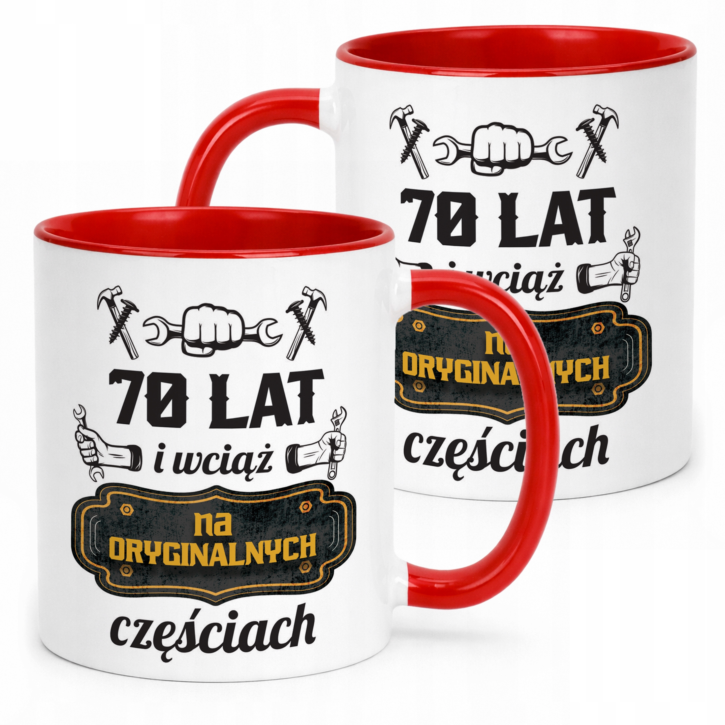 Kubek Czerwony Na Oryginalnych Urodziny 70 Prezent Upominek