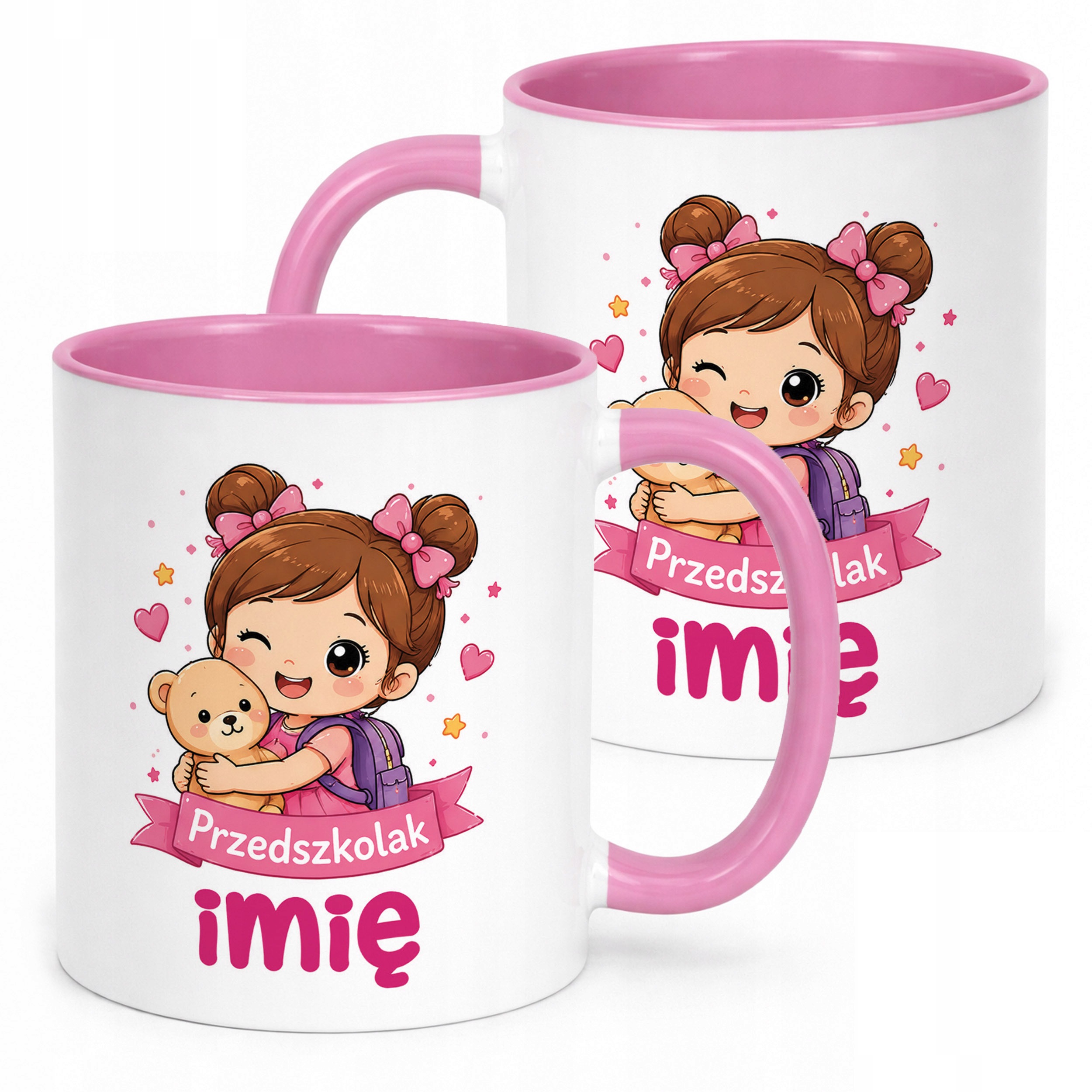 Kubek Różowy z nadrukiem personalizowany Przedszkolak Szkoła Dla Dzieci