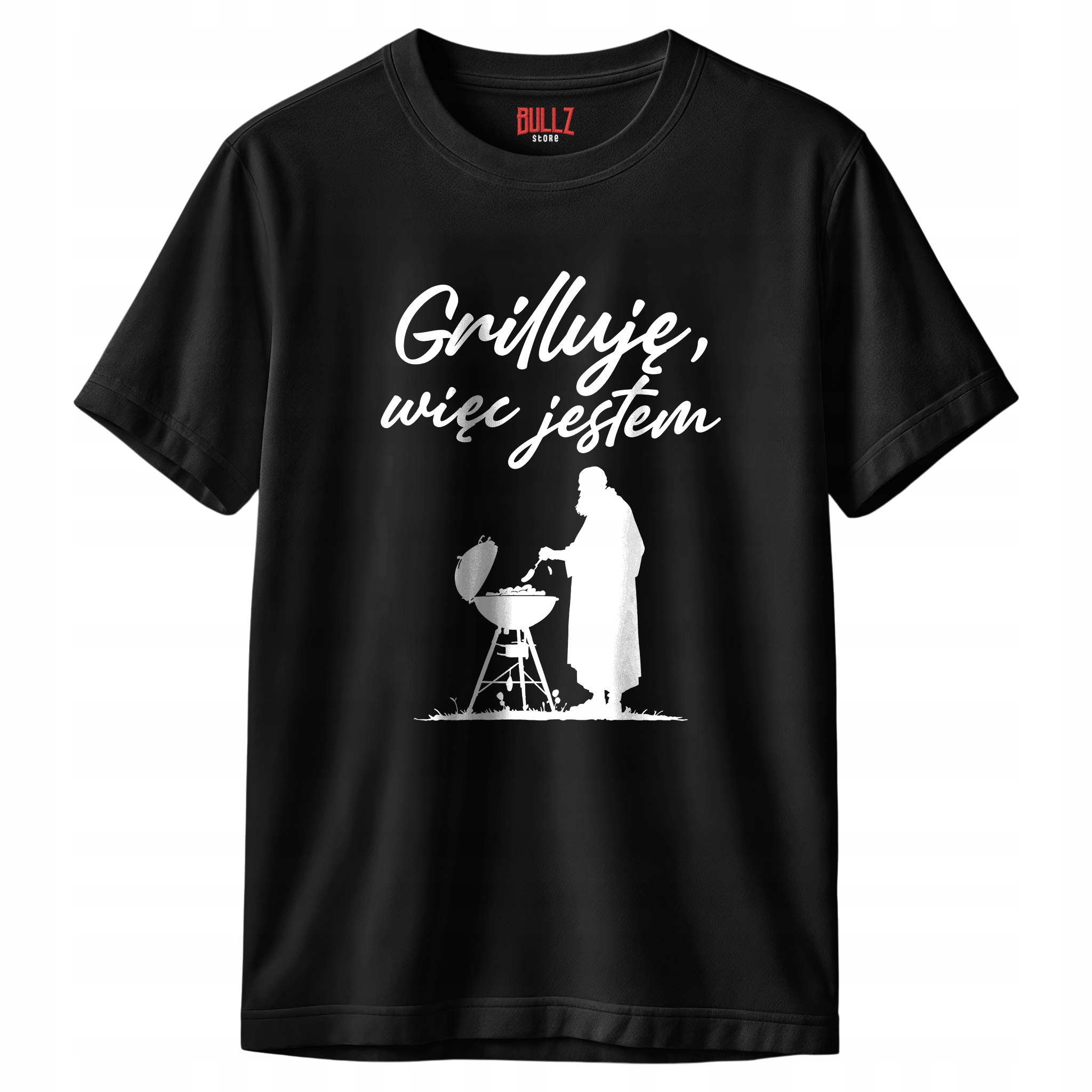 Koszulka czarna męska Grilluję Więc Jestem Zabawny Prezent