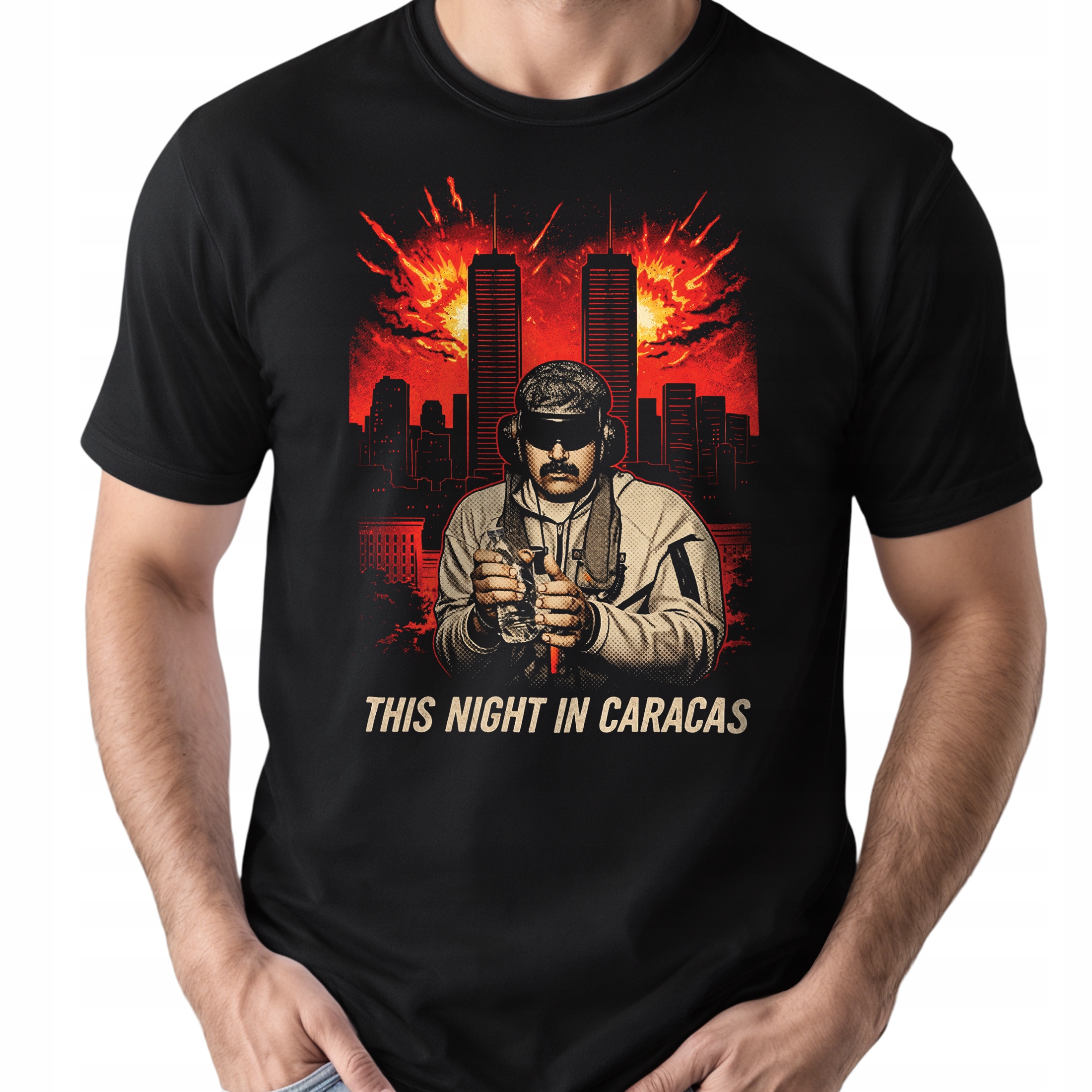 Koszulka czarna męska Maduro Caracas Trump USA Atak This night r. 3XL