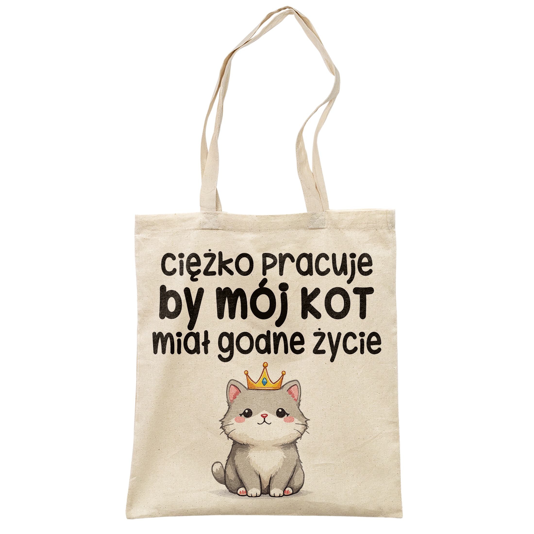 Torba bawełniana na zakupy Ciężko Pracuję By Mój Kot Zabawny Prezent