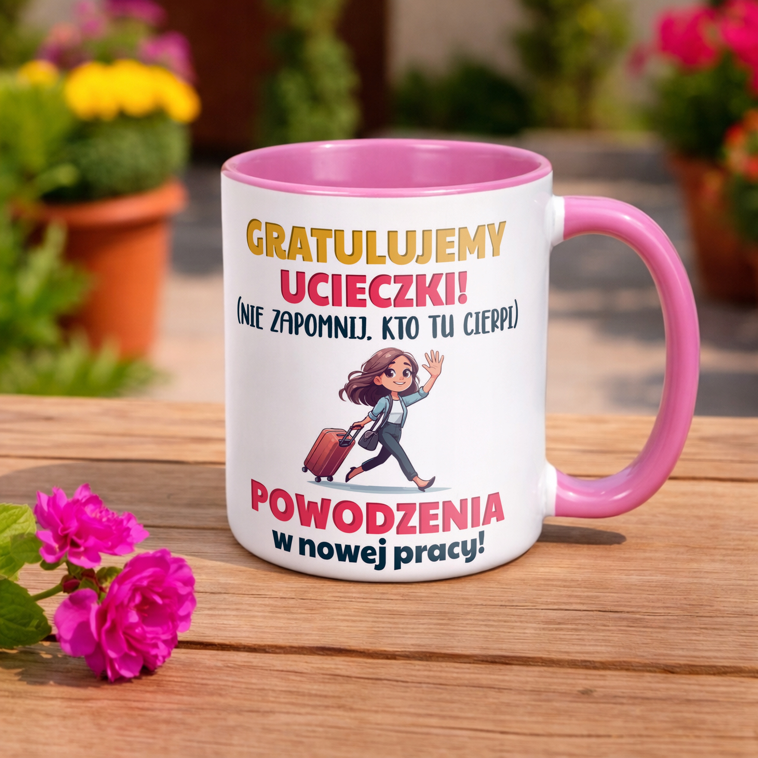 Kubek Różowy Pożeganie Odejście z Pracy Dla Koleżanki Prezent
