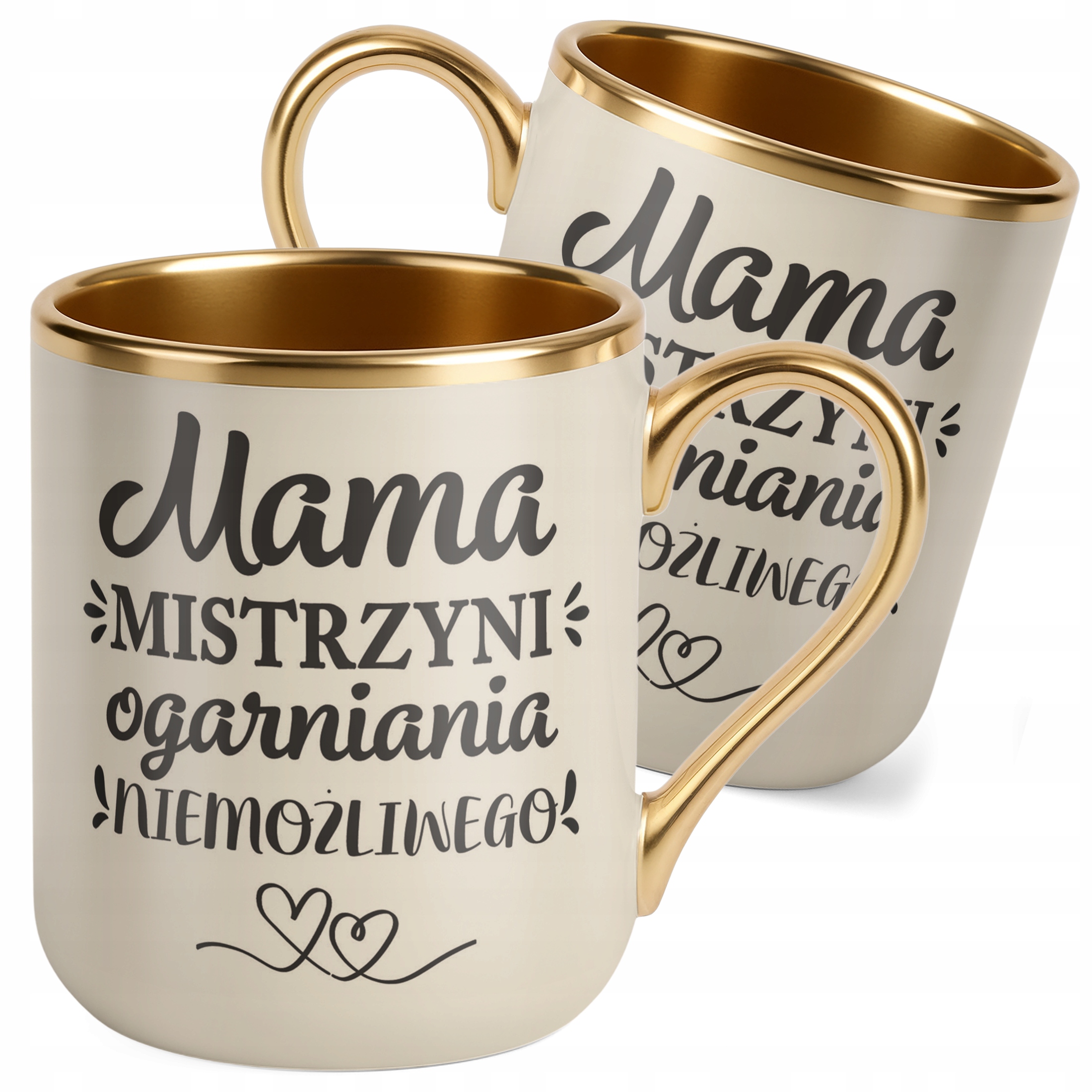 Kubek Premium Złoty Ecru Dzień Matki Prezent Mama Mistrzyni Ogarniania