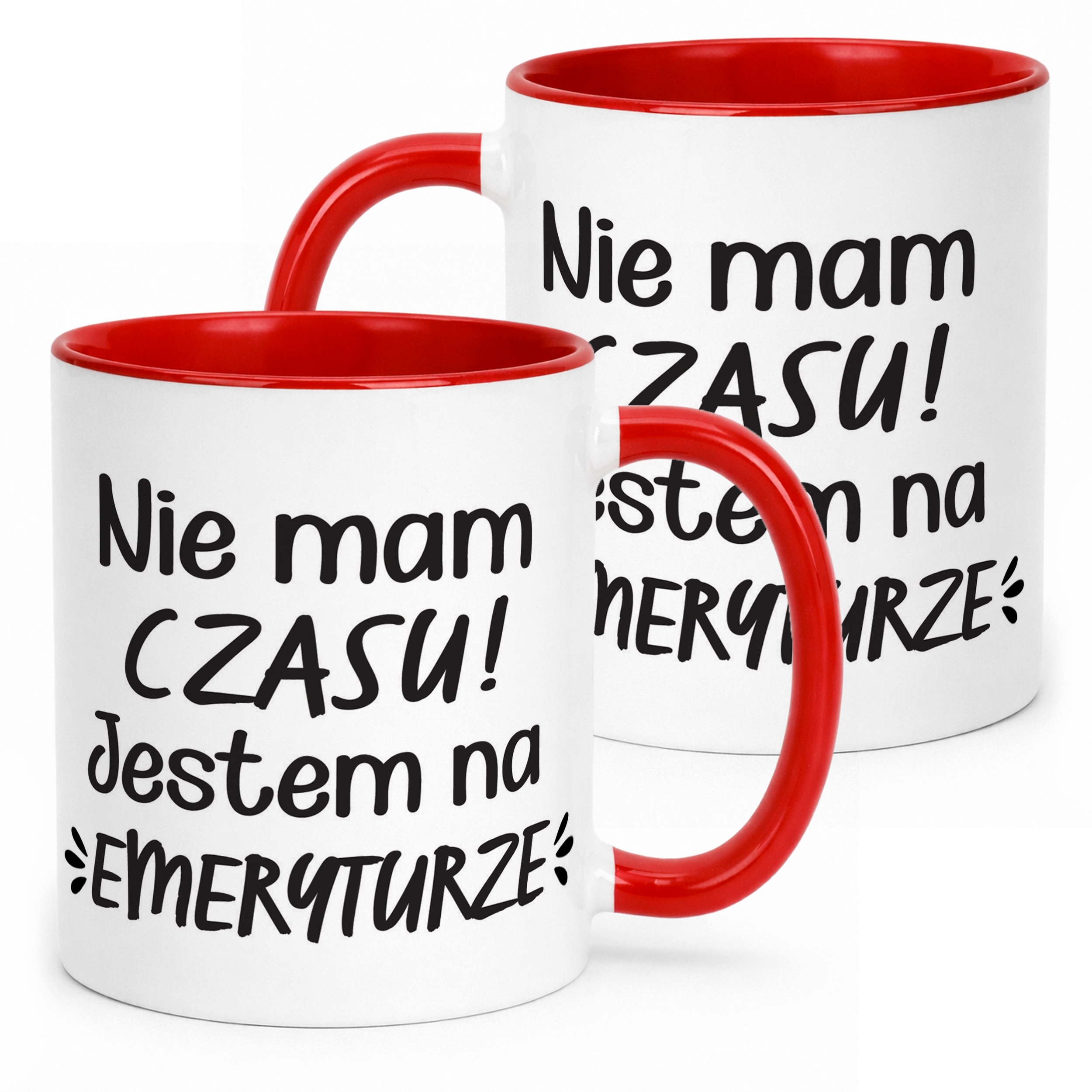 Kubek Czerwony z okazji Emerytury Dla Emeryta Emerytki Prezent Upominek