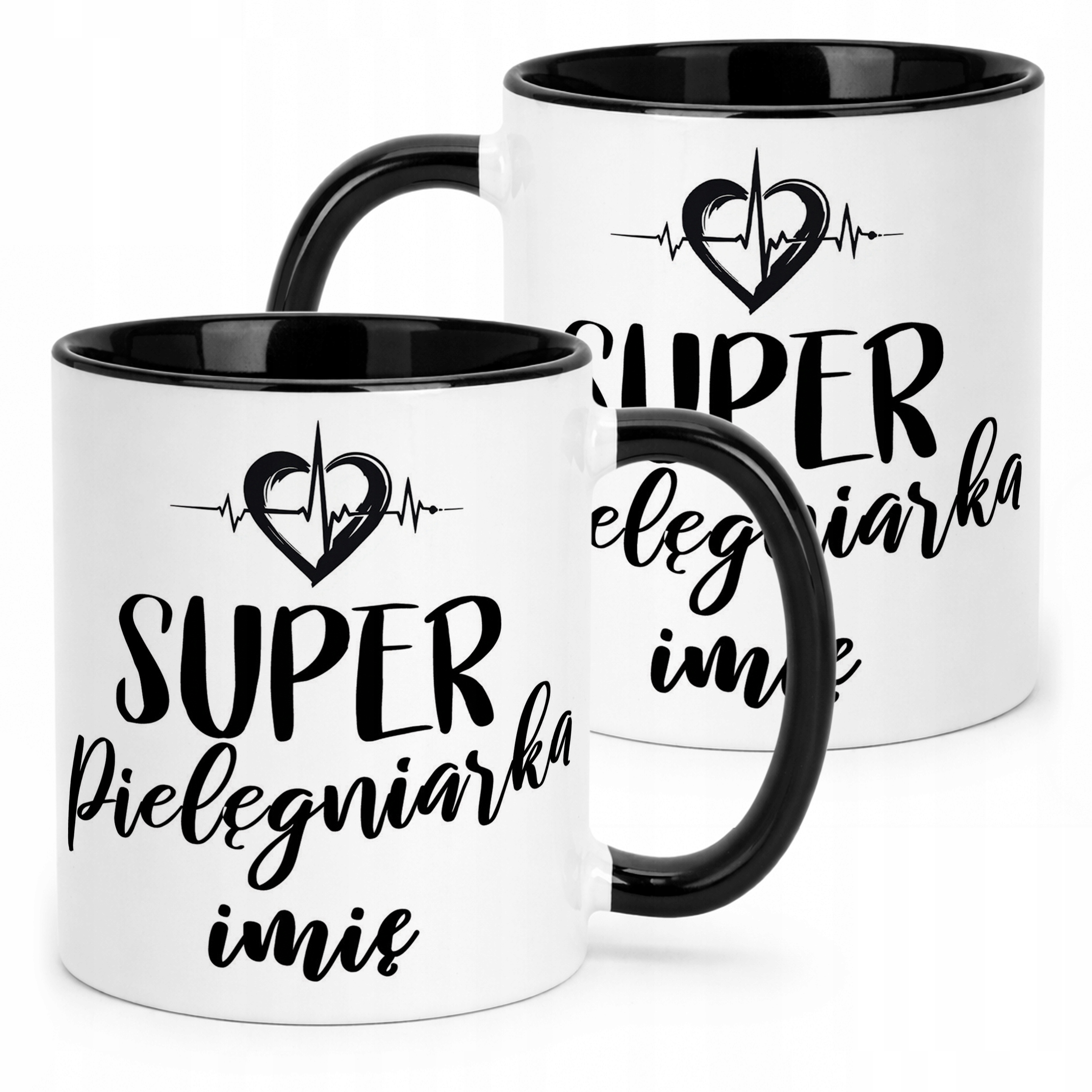 Kubek Czarny Personalizowany Super Pielęgniarka Prezent Upominek